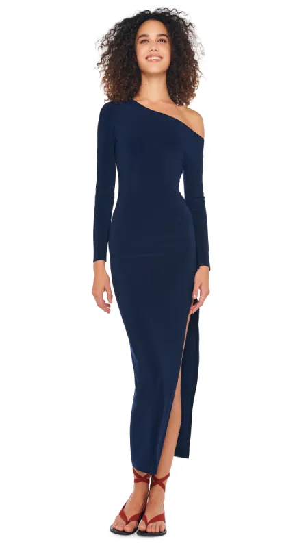 LS DROP SHOULDER SIDE SLIT GOWN sold by Norma Kamali