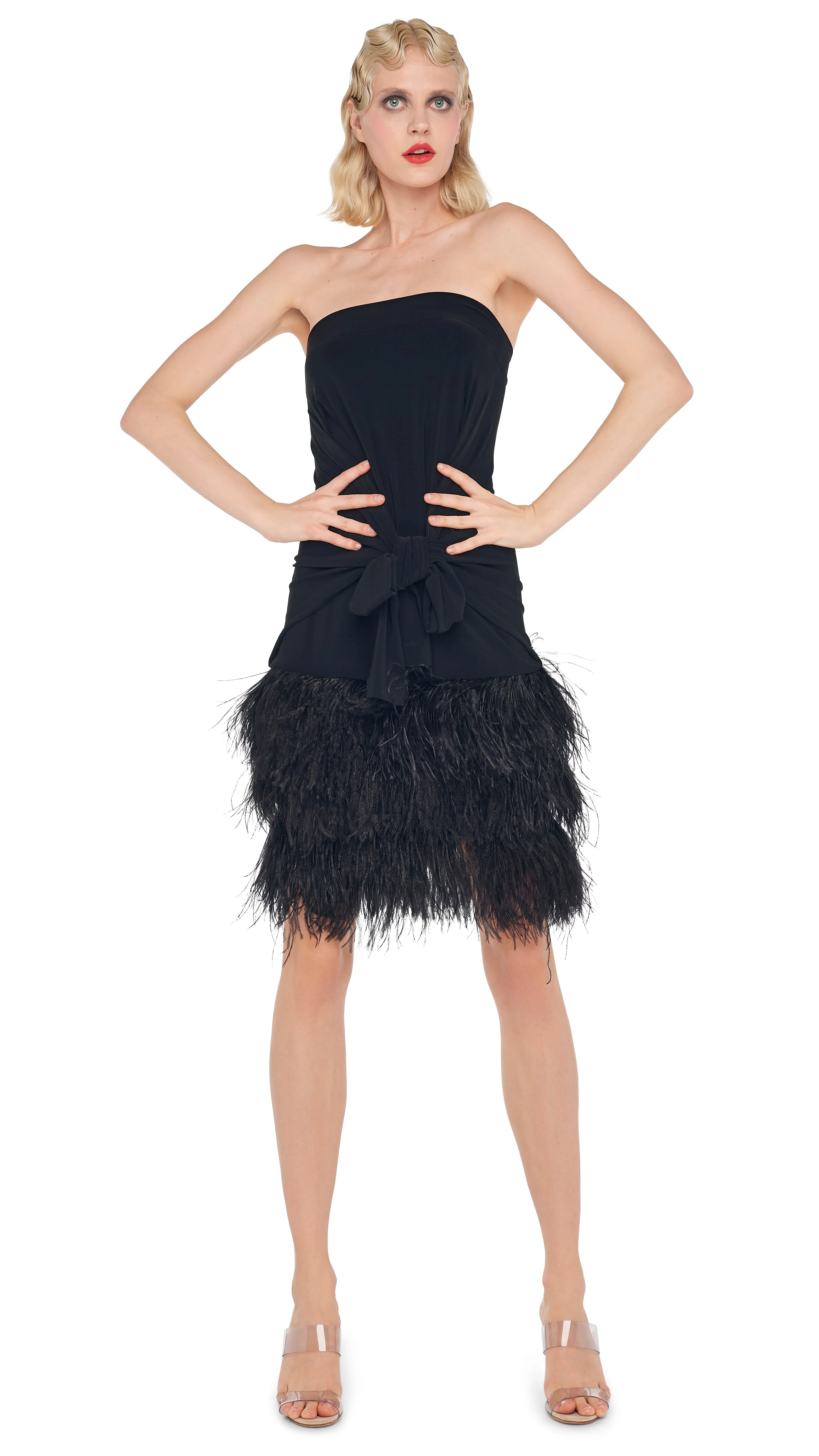 FEATHER ALL IN ONE MINI DRESS sold by Norma Kamali product image thumbnail 5