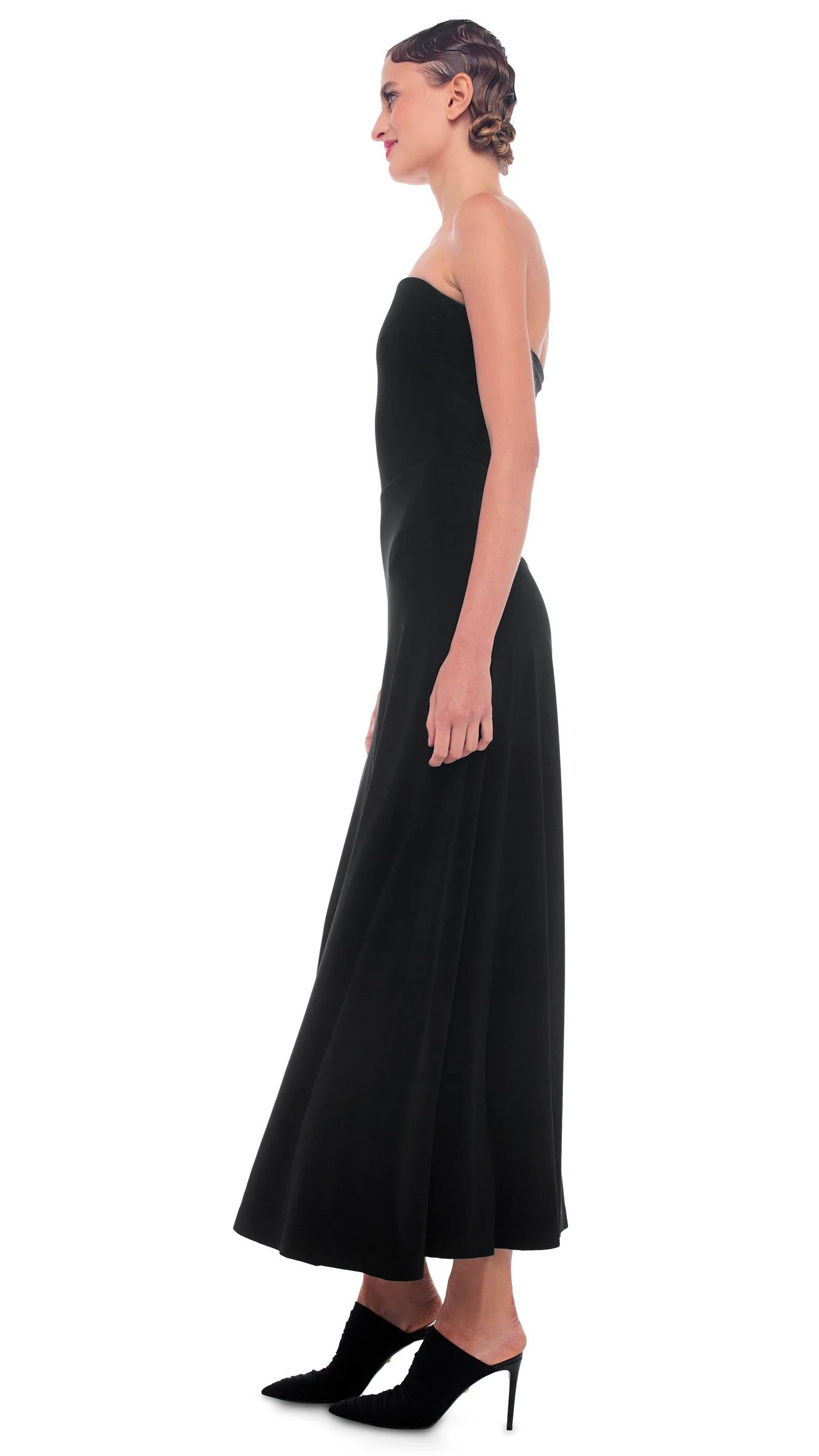 STRAPLESS FLARED DRESS sold by Norma Kamali product image thumbnail 3