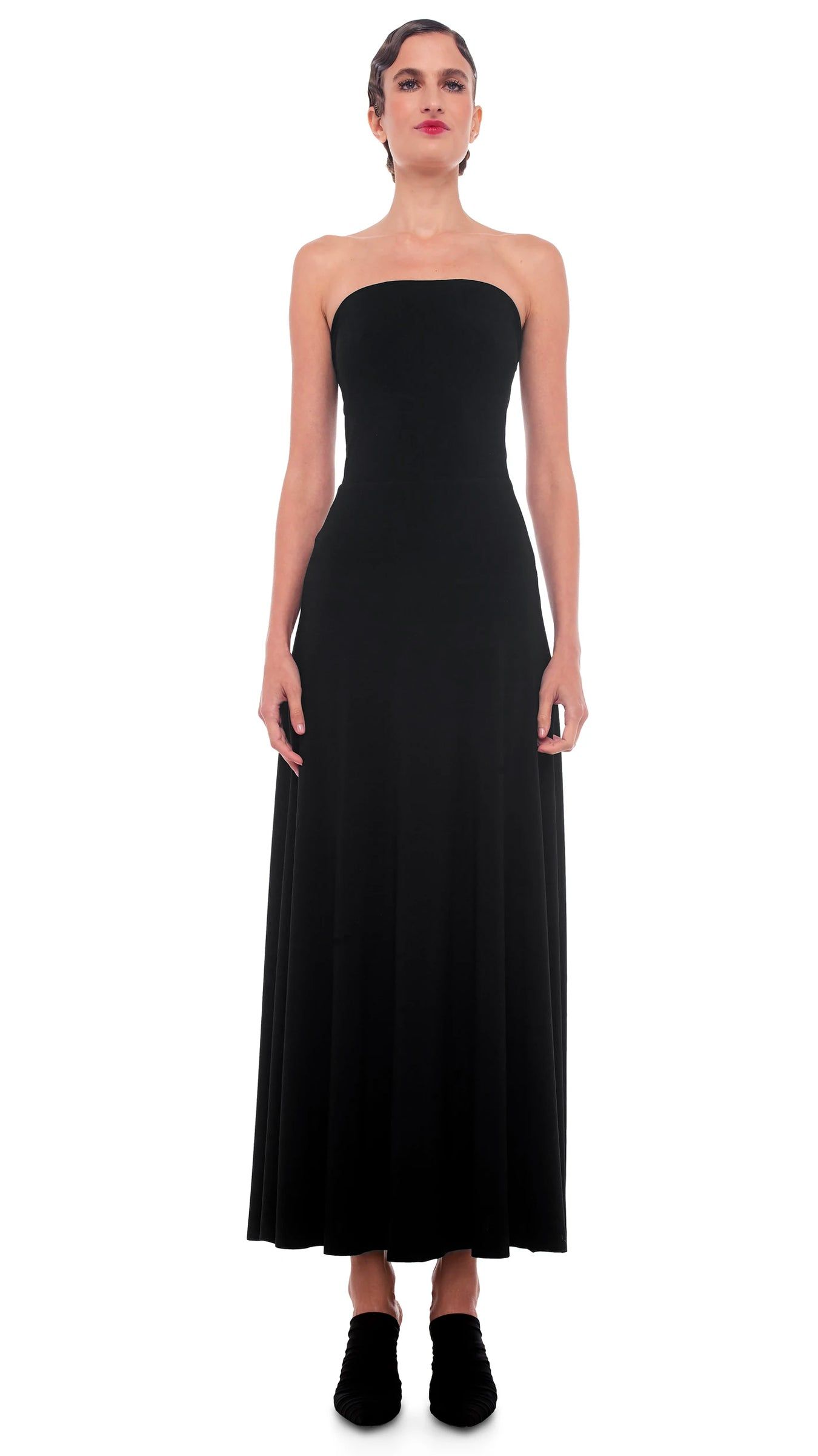 STRAPLESS FLARED DRESS sold by Norma Kamali