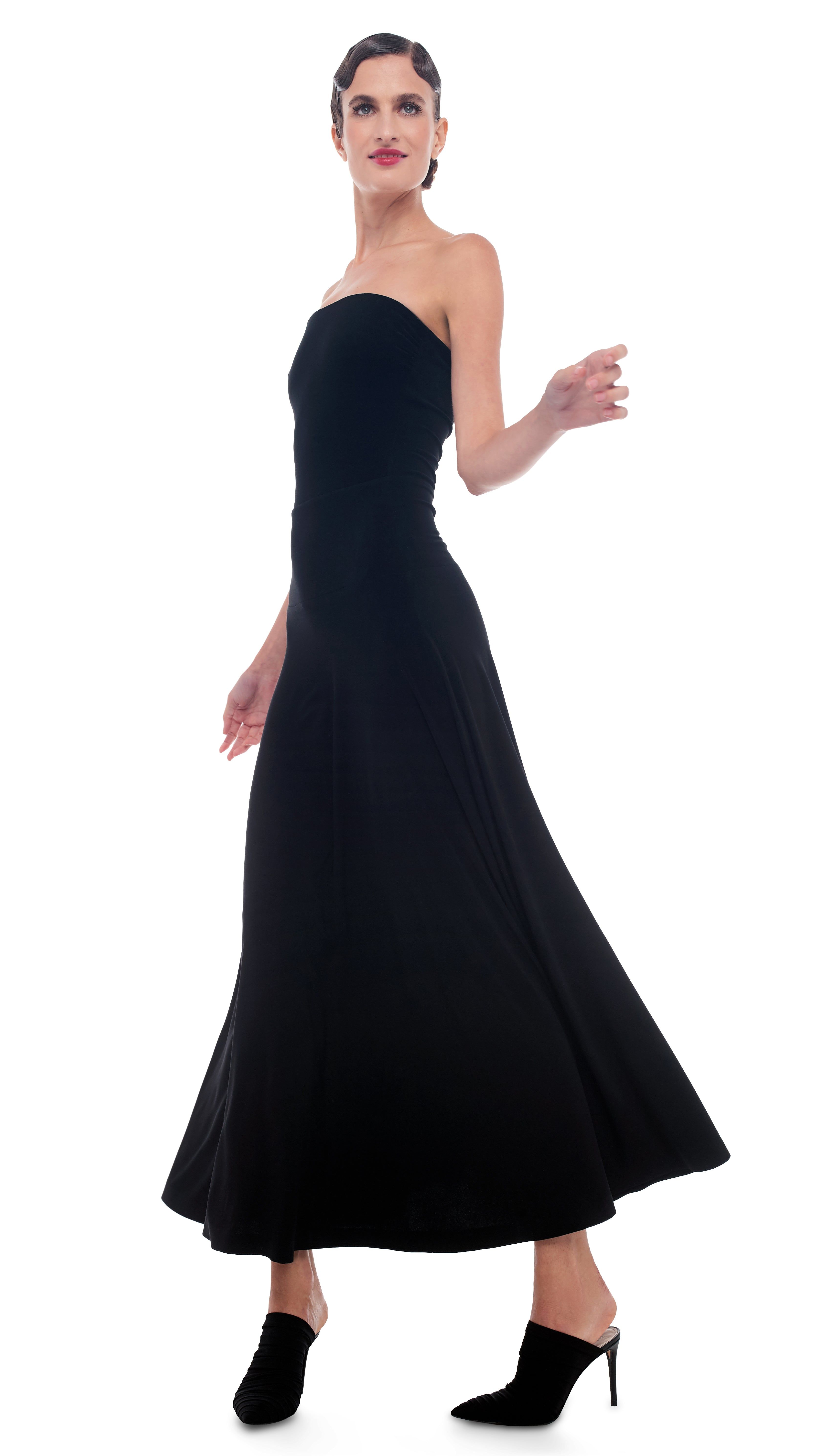 STRAPLESS FLARED DRESS sold by Norma Kamali product image thumbnail 4