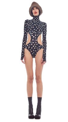 TURTLE SKULL CAP BODYSUIT sold by Norma Kamali
