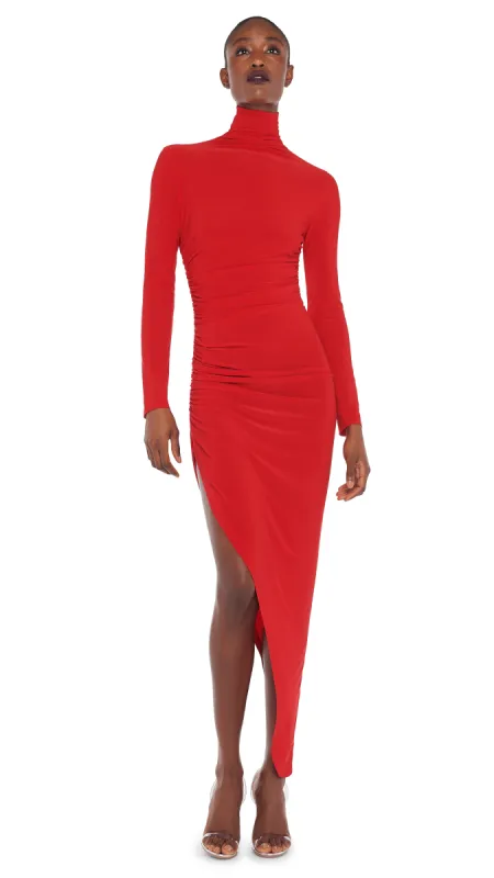 TURTLE NECK SIDE DRAPE GOWN sold by Norma Kamali