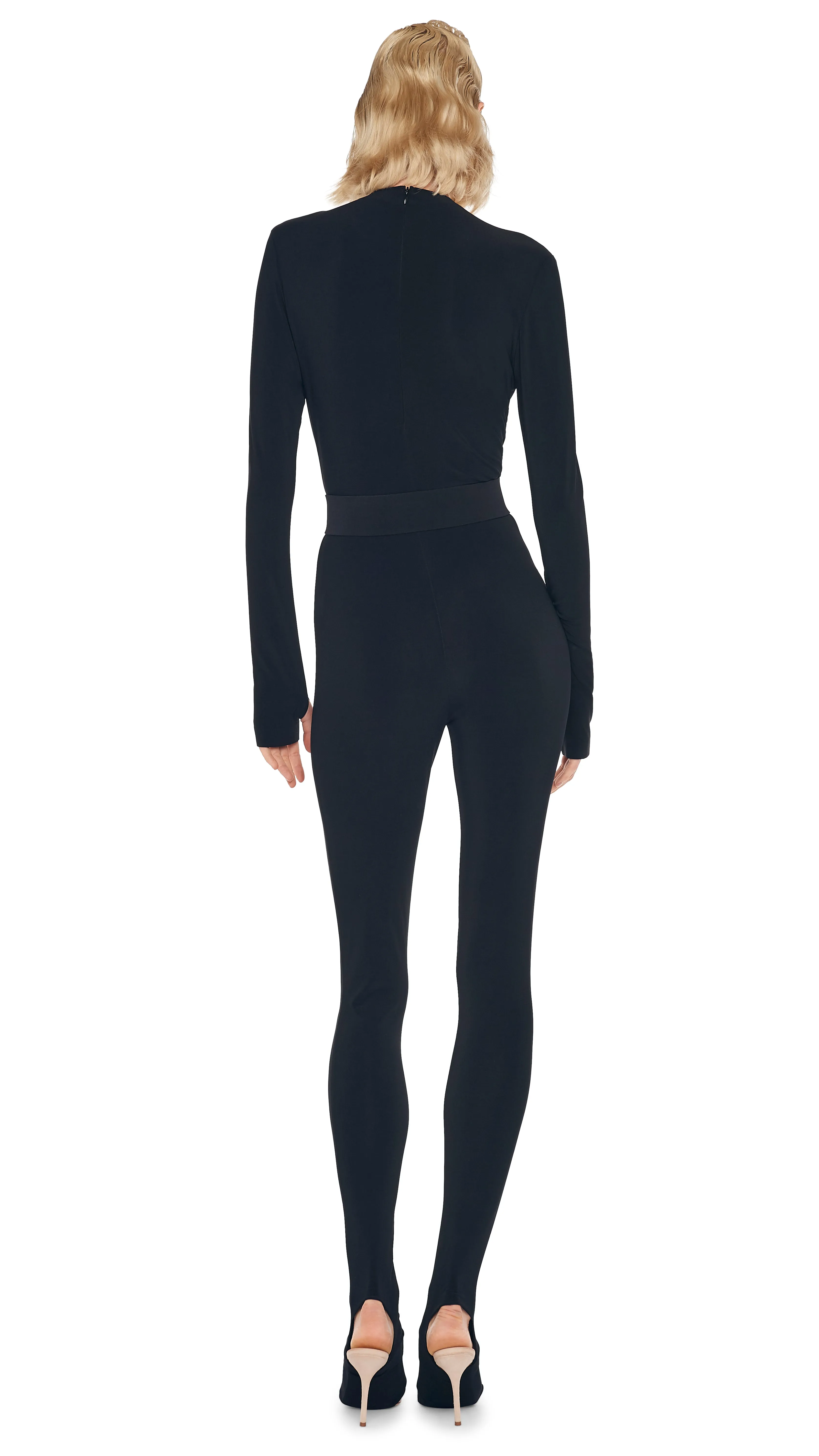 V NECK CATSUIT W/ FOOTIE sold by Norma Kamali product image thumbnail 3
