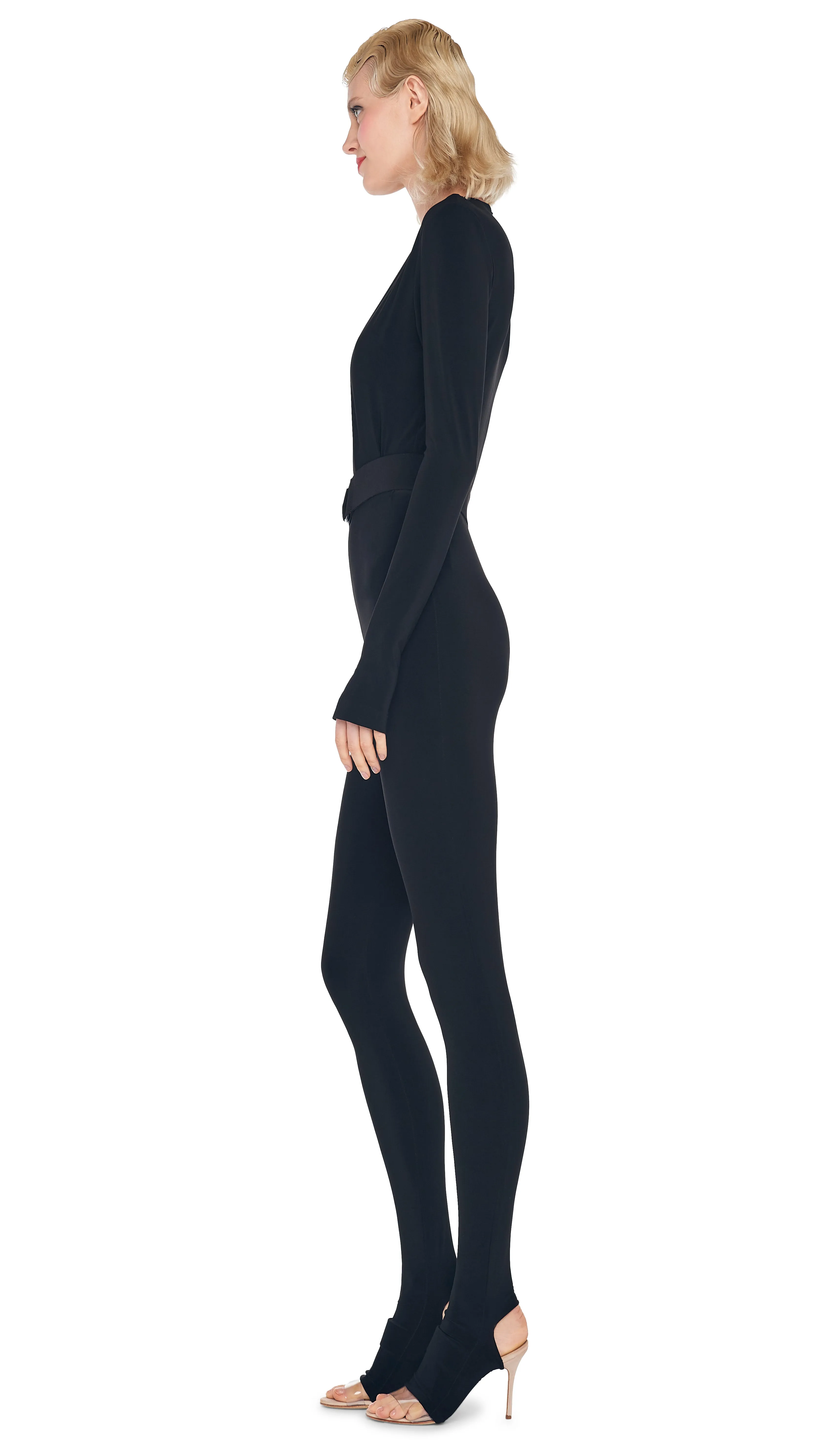 V NECK CATSUIT W/ FOOTIE sold by Norma Kamali product image thumbnail 2
