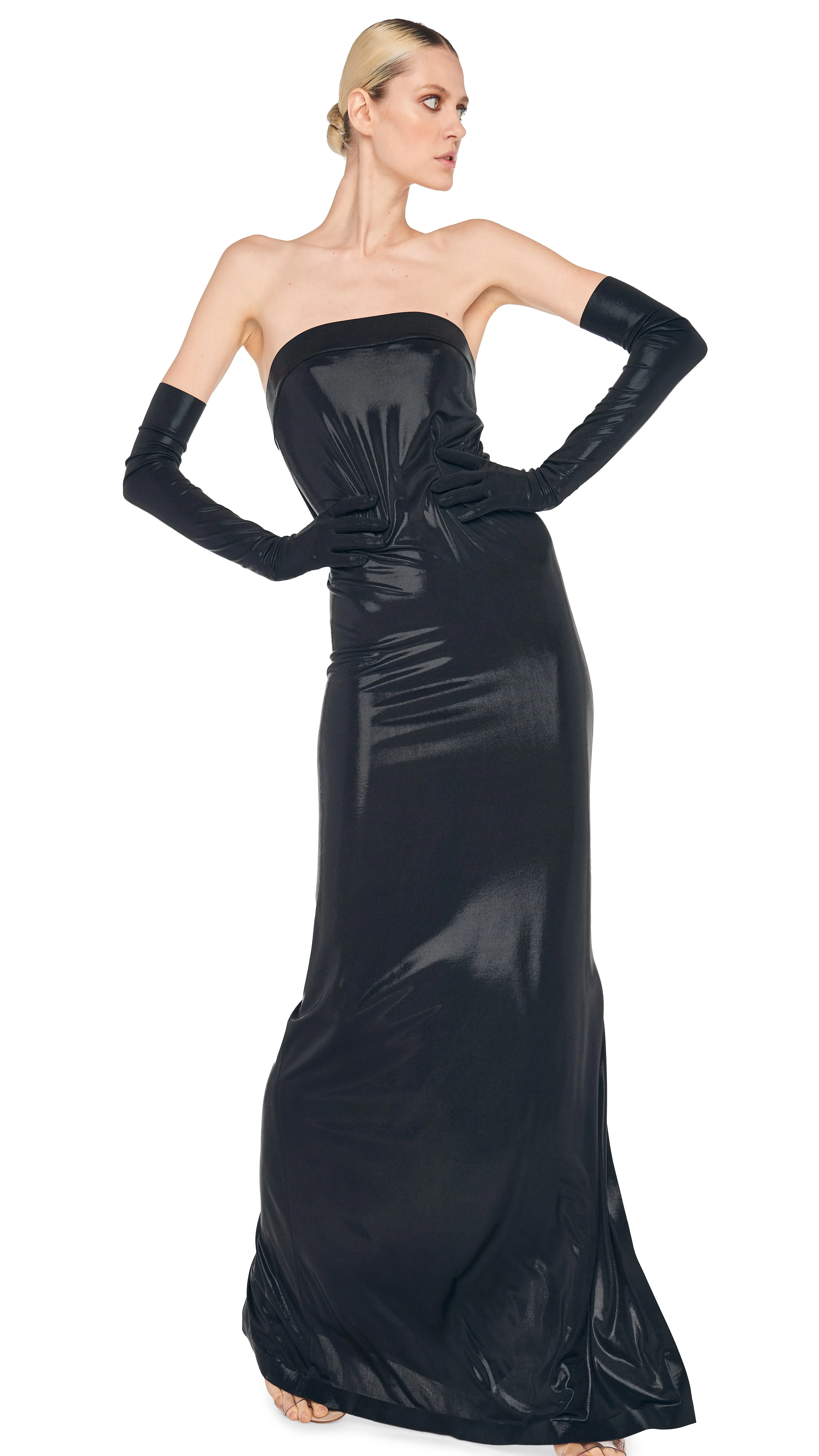 STRAPLESS TAILORED SIDE SLIT GOWN sold by Norma Kamali product image thumbnail 5