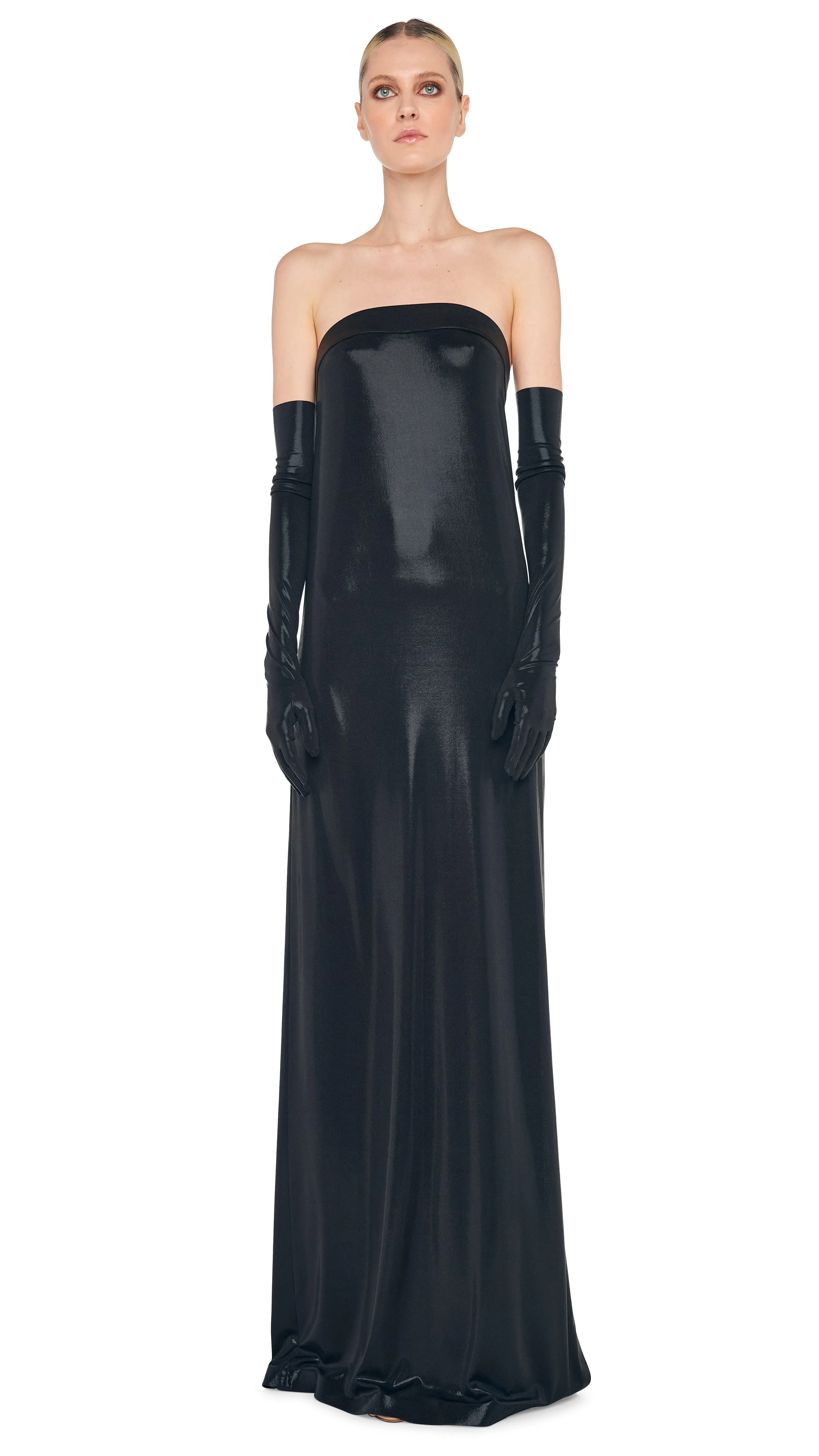 STRAPLESS TAILORED SIDE SLIT GOWN sold by Norma Kamali