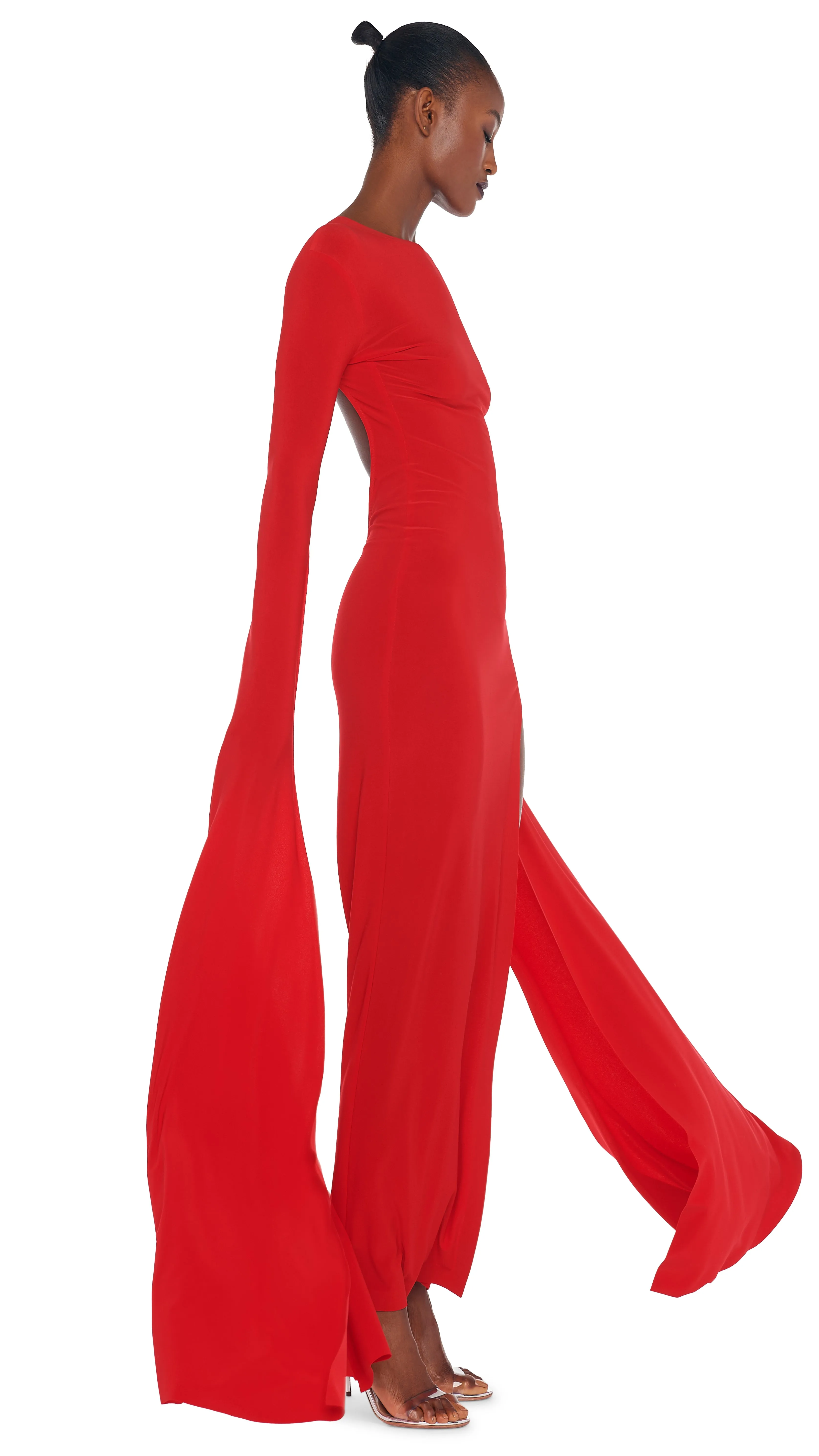 RIBBON SLEEVE WIDE SLIT GOWN sold by Norma Kamali product image thumbnail 4