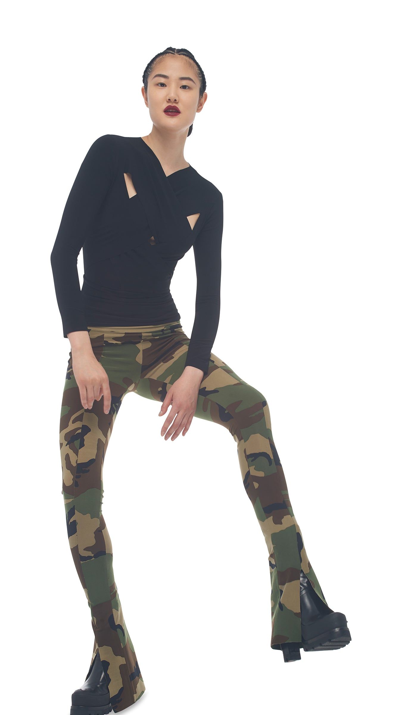 LONG SLEEVE WEAVE TOP sold by Norma Kamali product image thumbnail 5