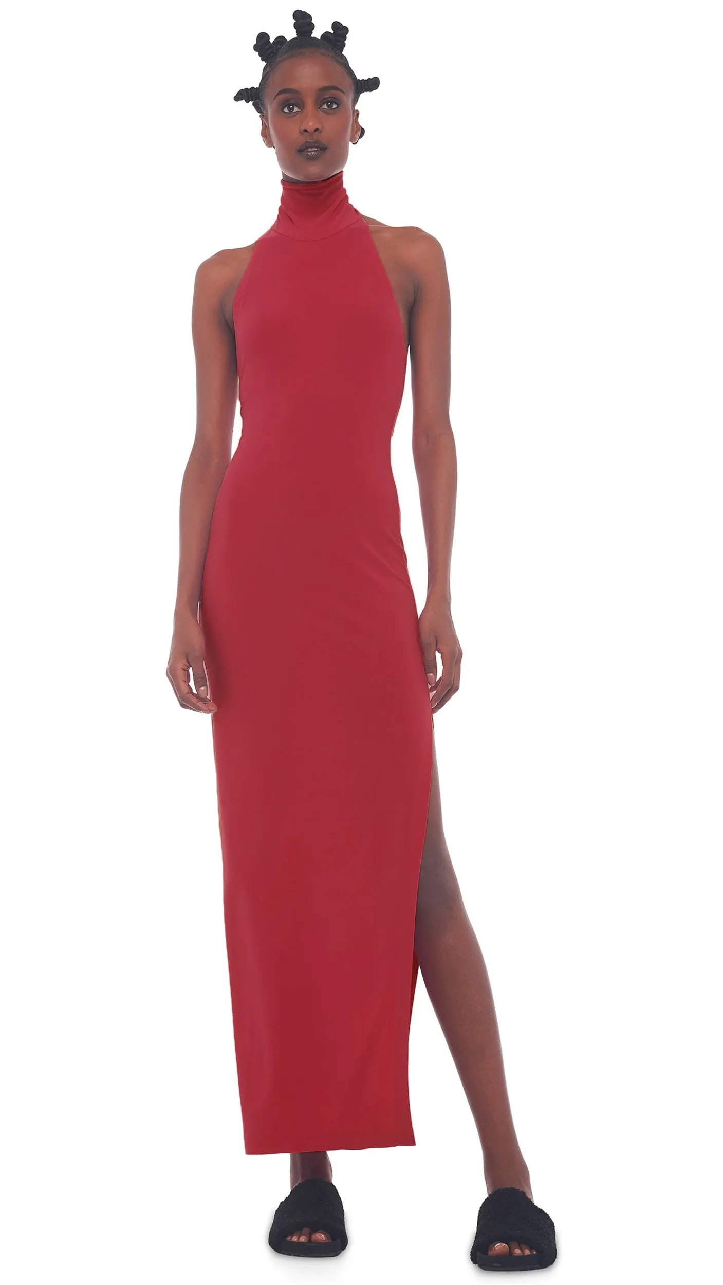 HALTER TURTLE SIDE SLIT GOWN sold by Norma Kamali