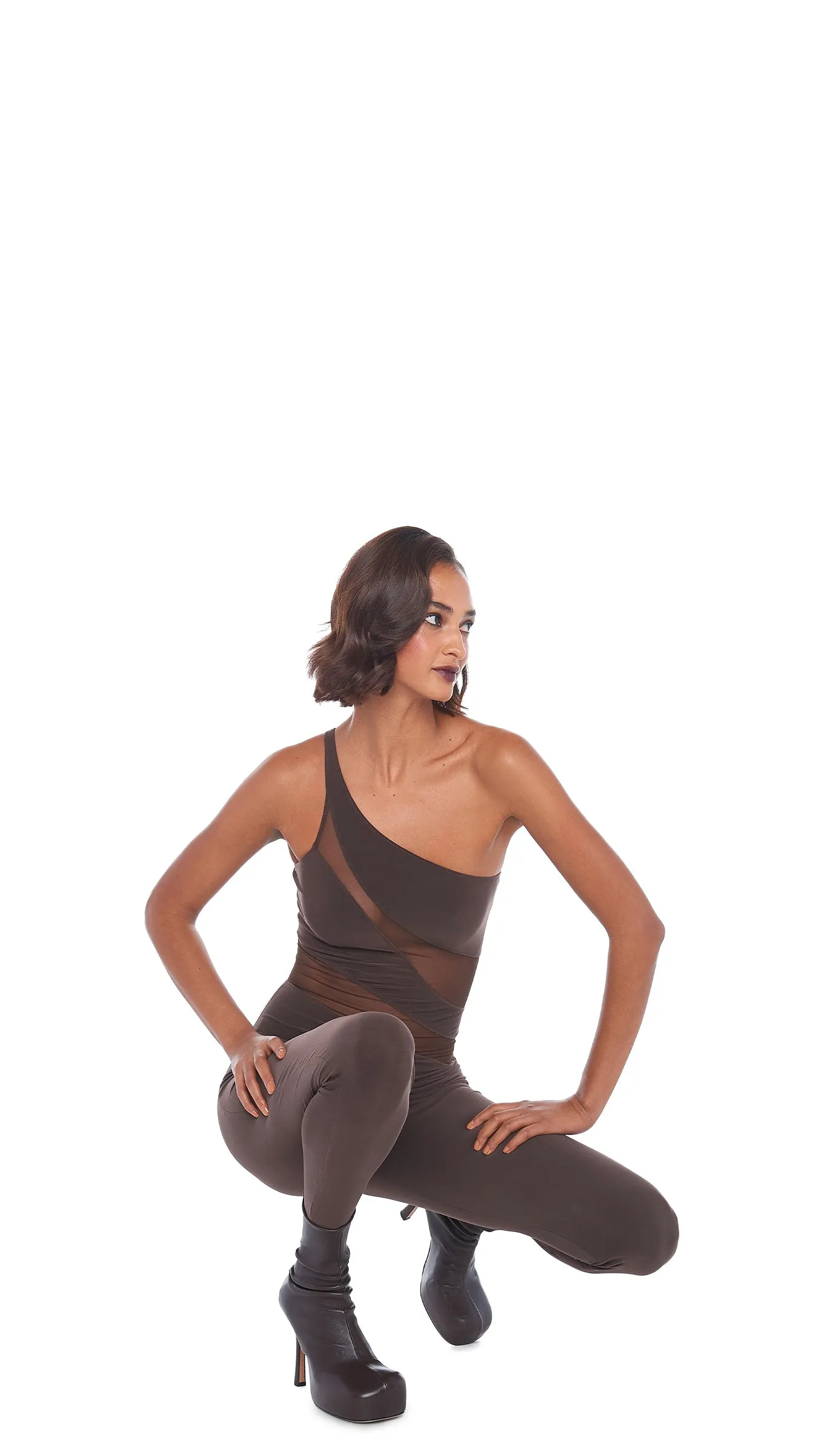 SNAKE MESH CATSUIT W/ FOOTSIE sold by Norma Kamali product image thumbnail 5