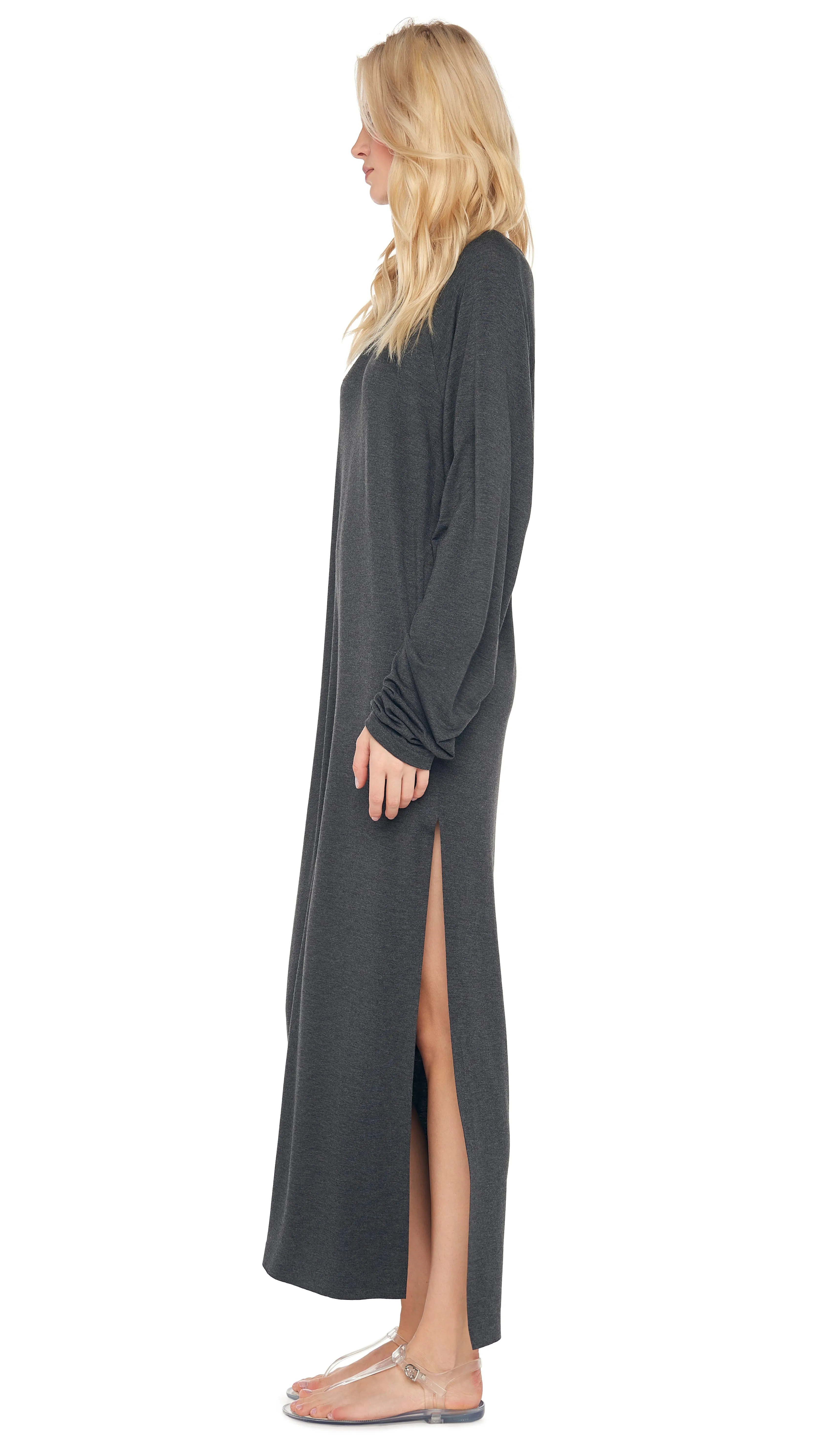 OS RAGLAN SLEEVE SIDE SLIT GOWN sold by Norma Kamali product image thumbnail 2