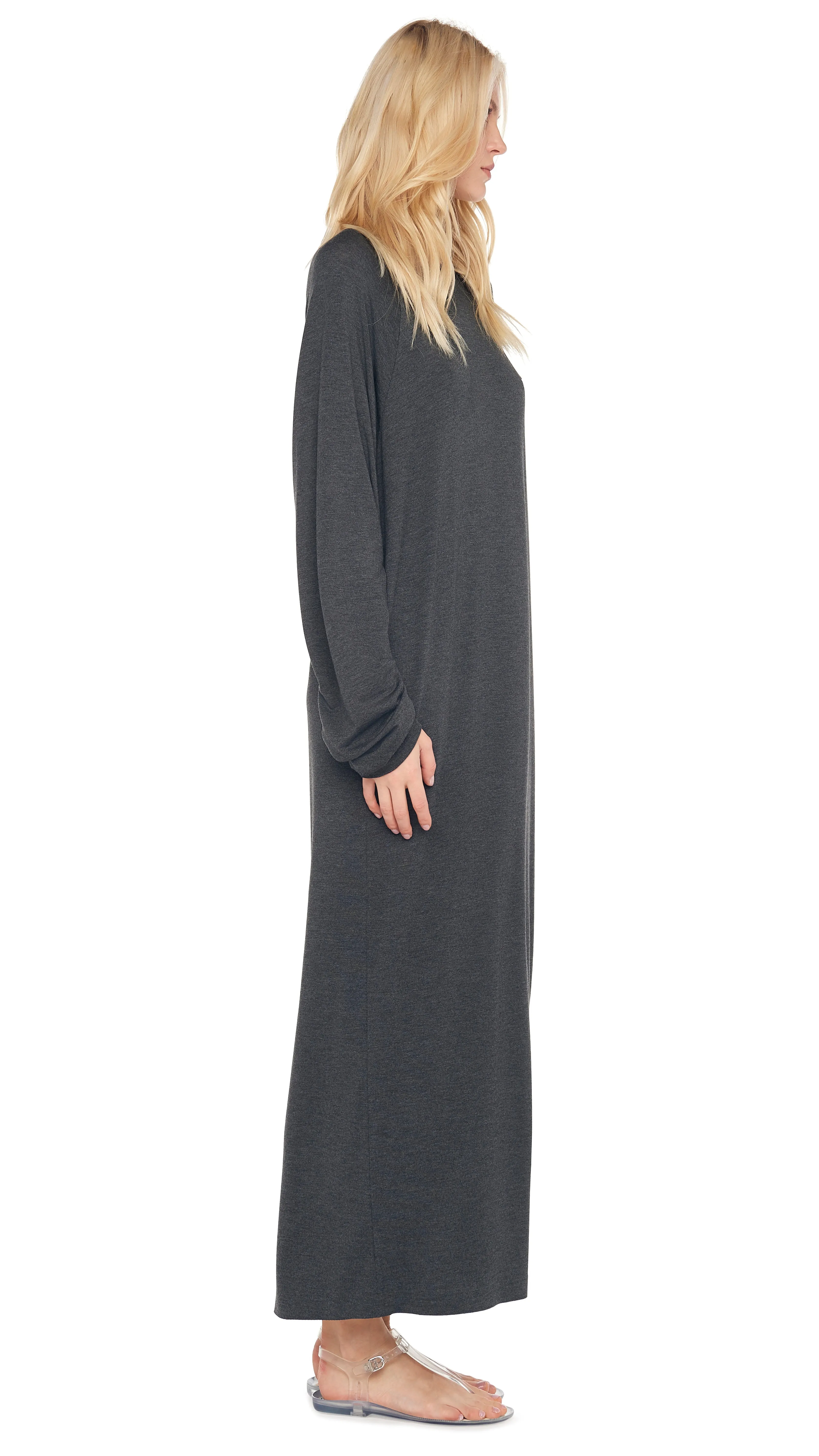 OS RAGLAN SLEEVE SIDE SLIT GOWN sold by Norma Kamali product image thumbnail 4