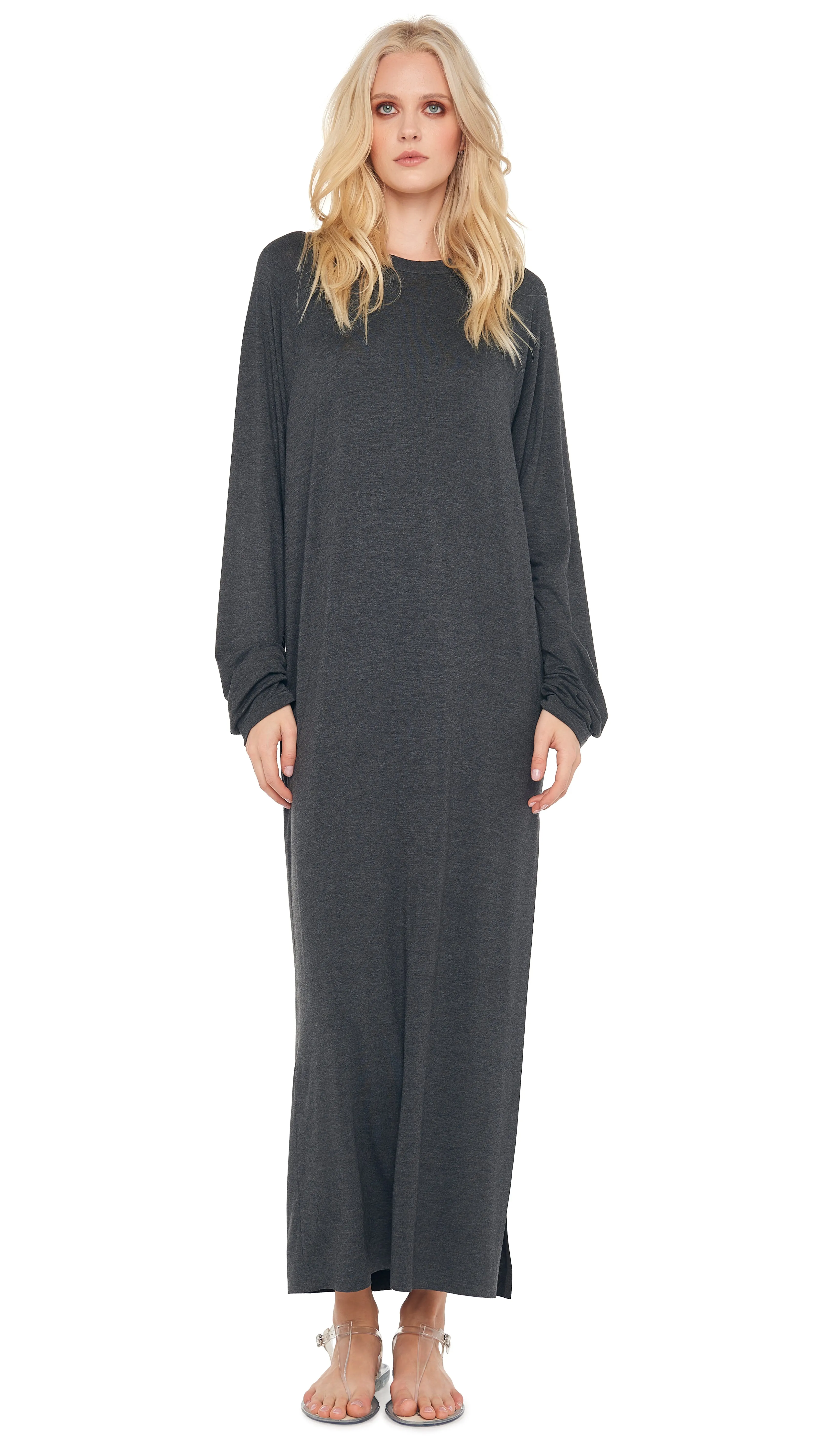 OS RAGLAN SLEEVE SIDE SLIT GOWN sold by Norma Kamali