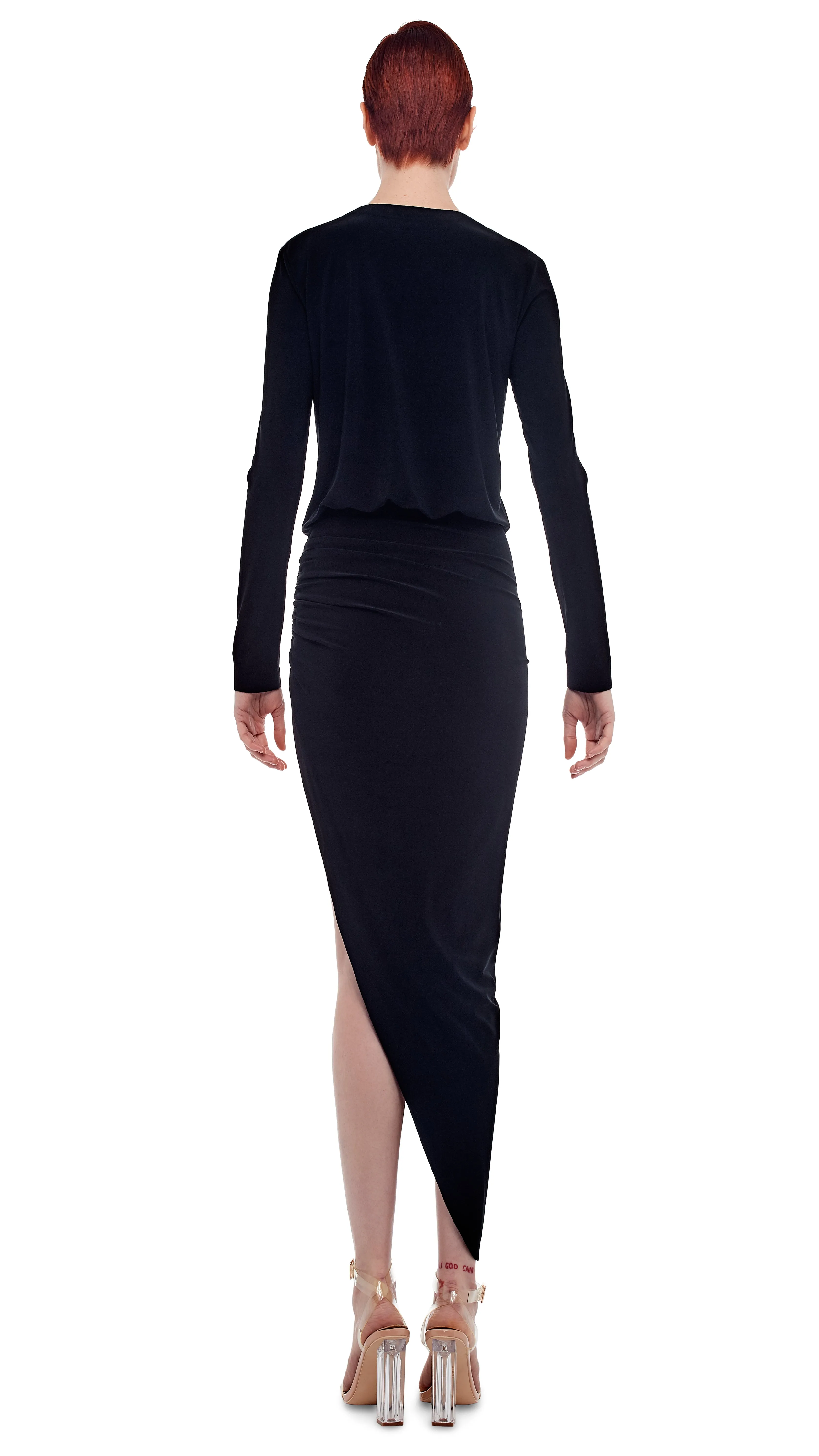 CREW NECK SIDE DRAPE GOWN sold by Norma Kamali product image thumbnail 3