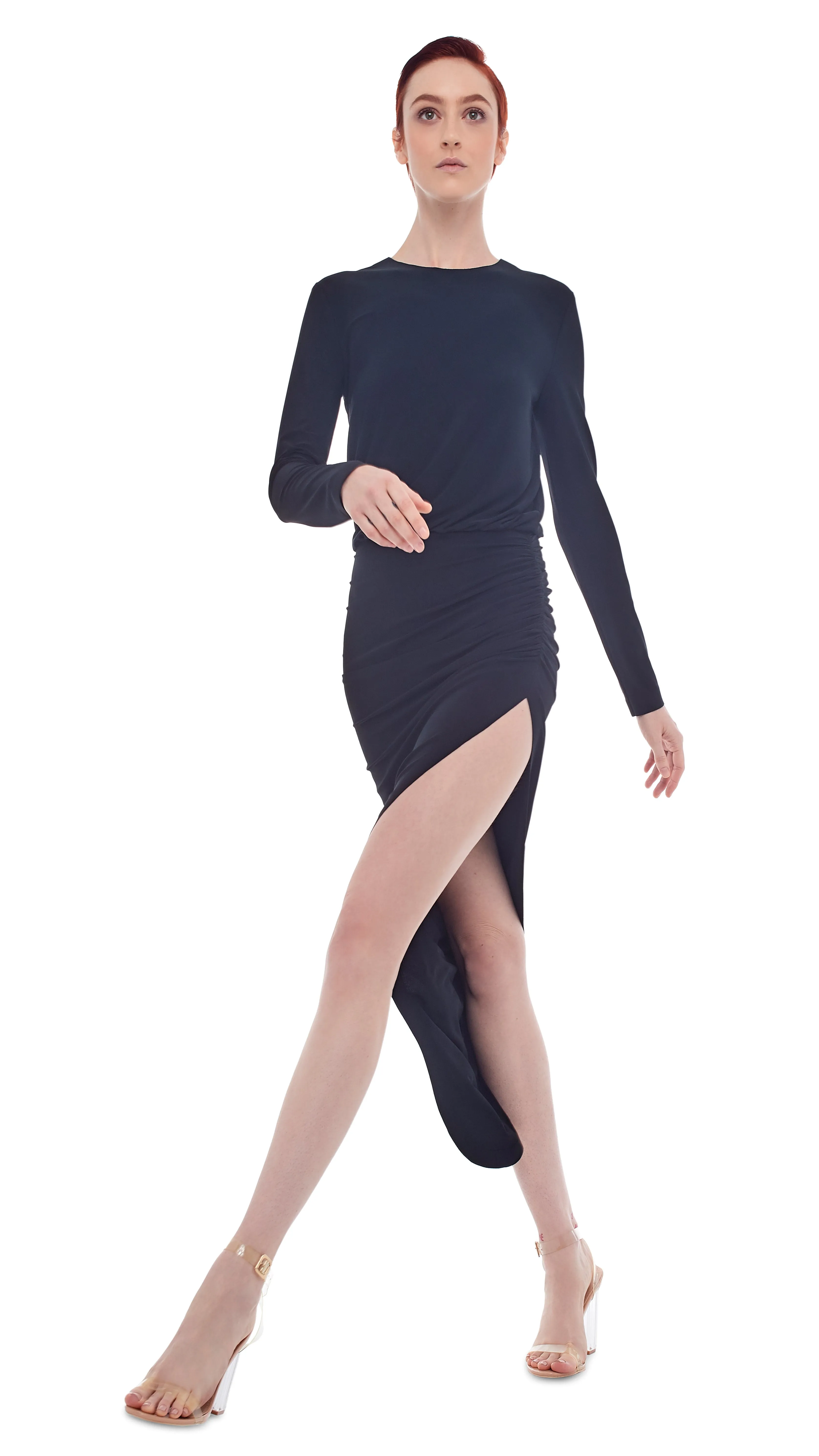 CREW NECK SIDE DRAPE GOWN sold by Norma Kamali product image thumbnail 4