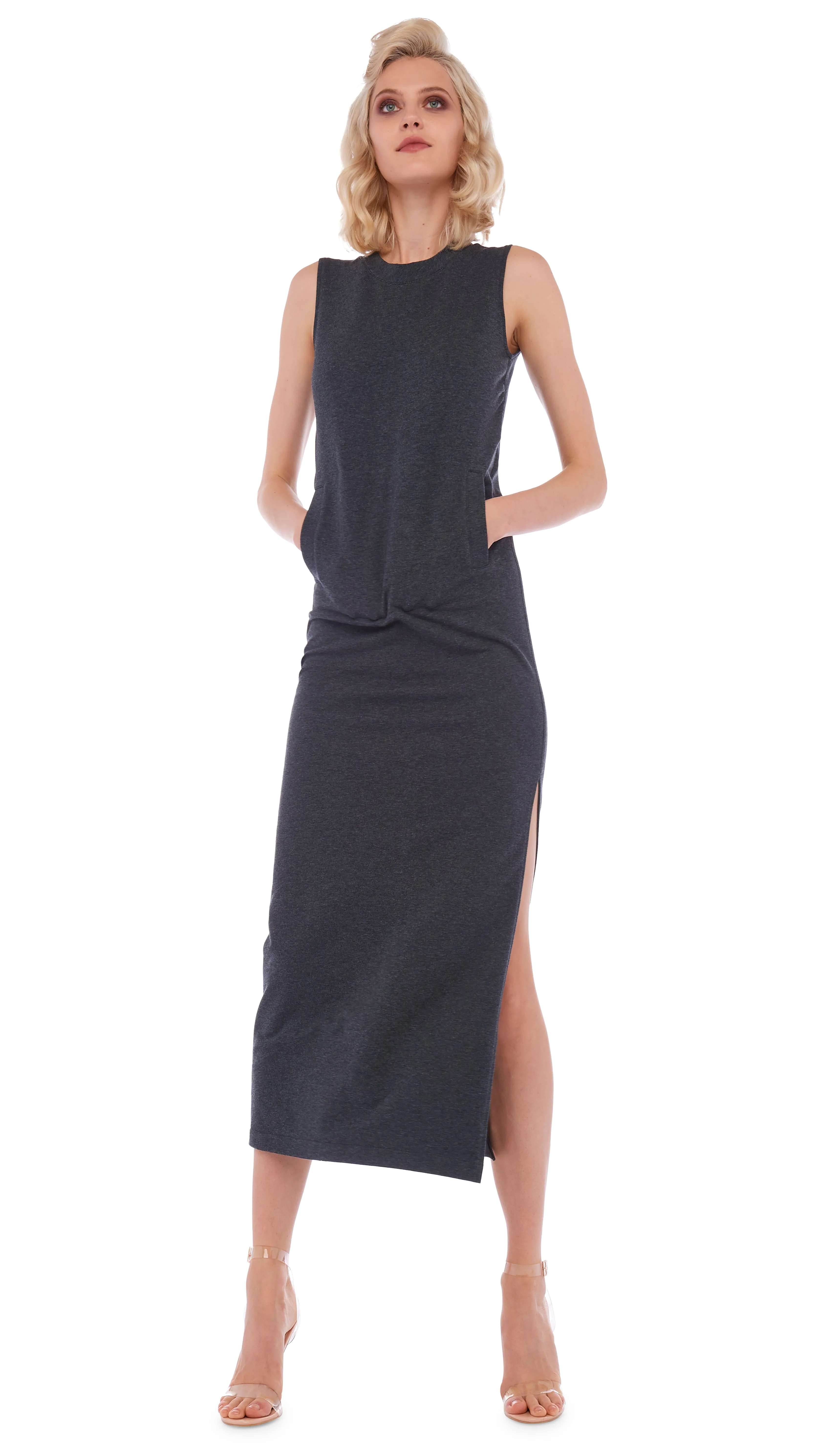 SLEEVELESS SIDE SLIT GOWN sold by Norma Kamali product image thumbnail 4