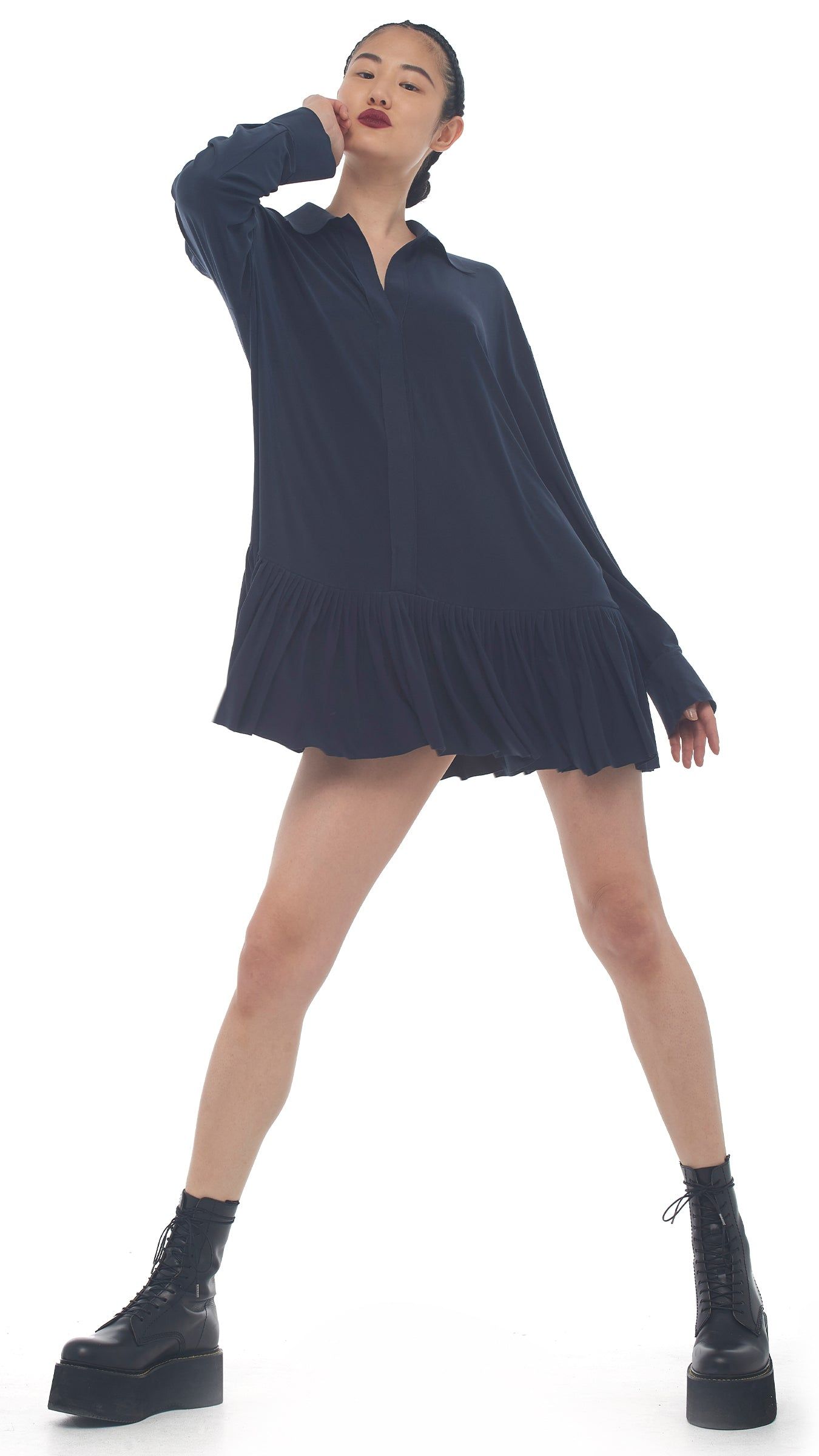 OVERSIZE BF RUFFLE NK SHIRT sold by Norma Kamali product image thumbnail 4