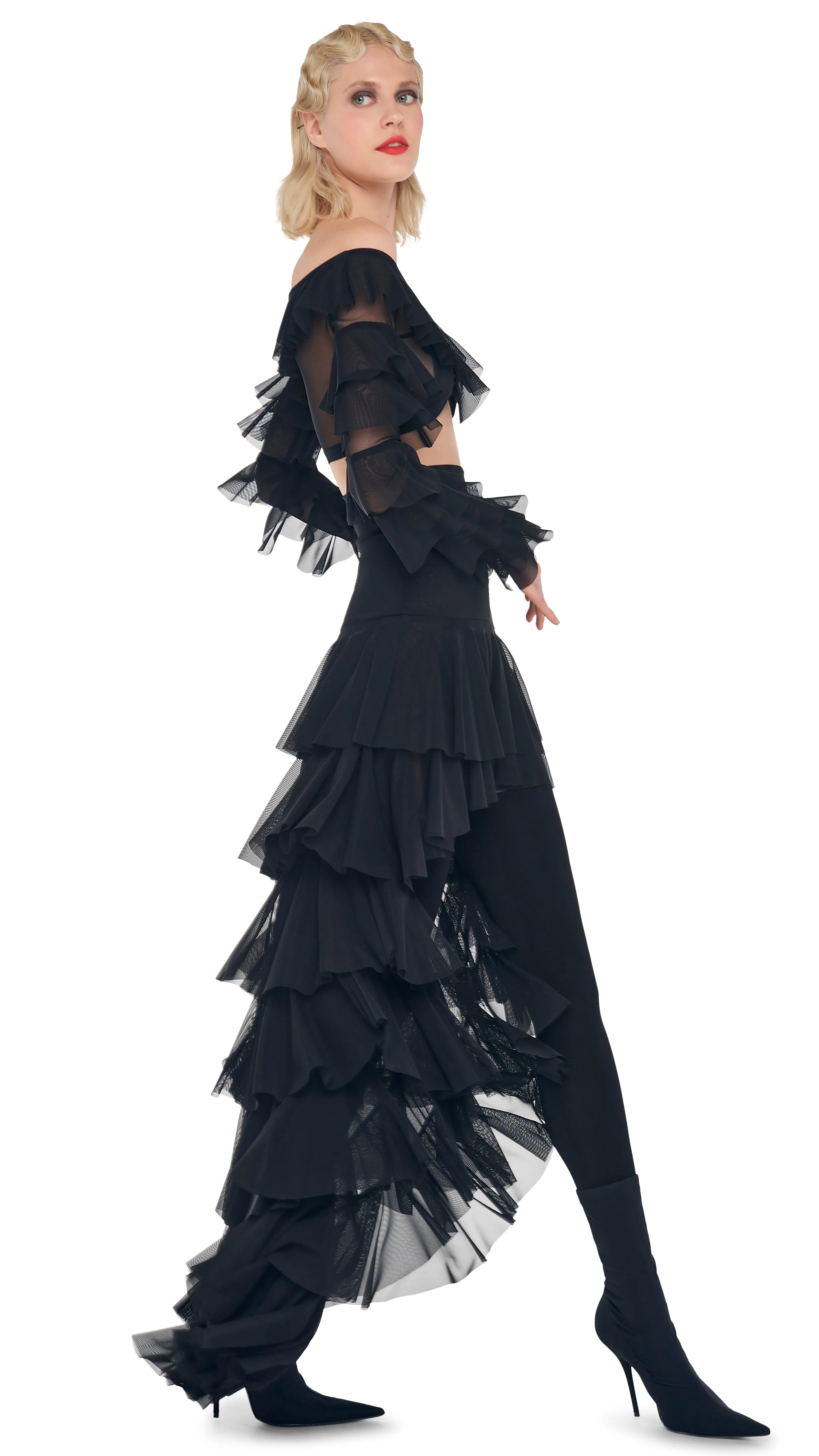 CROPPED RUFFLE TOP sold by Norma Kamali product image thumbnail 4