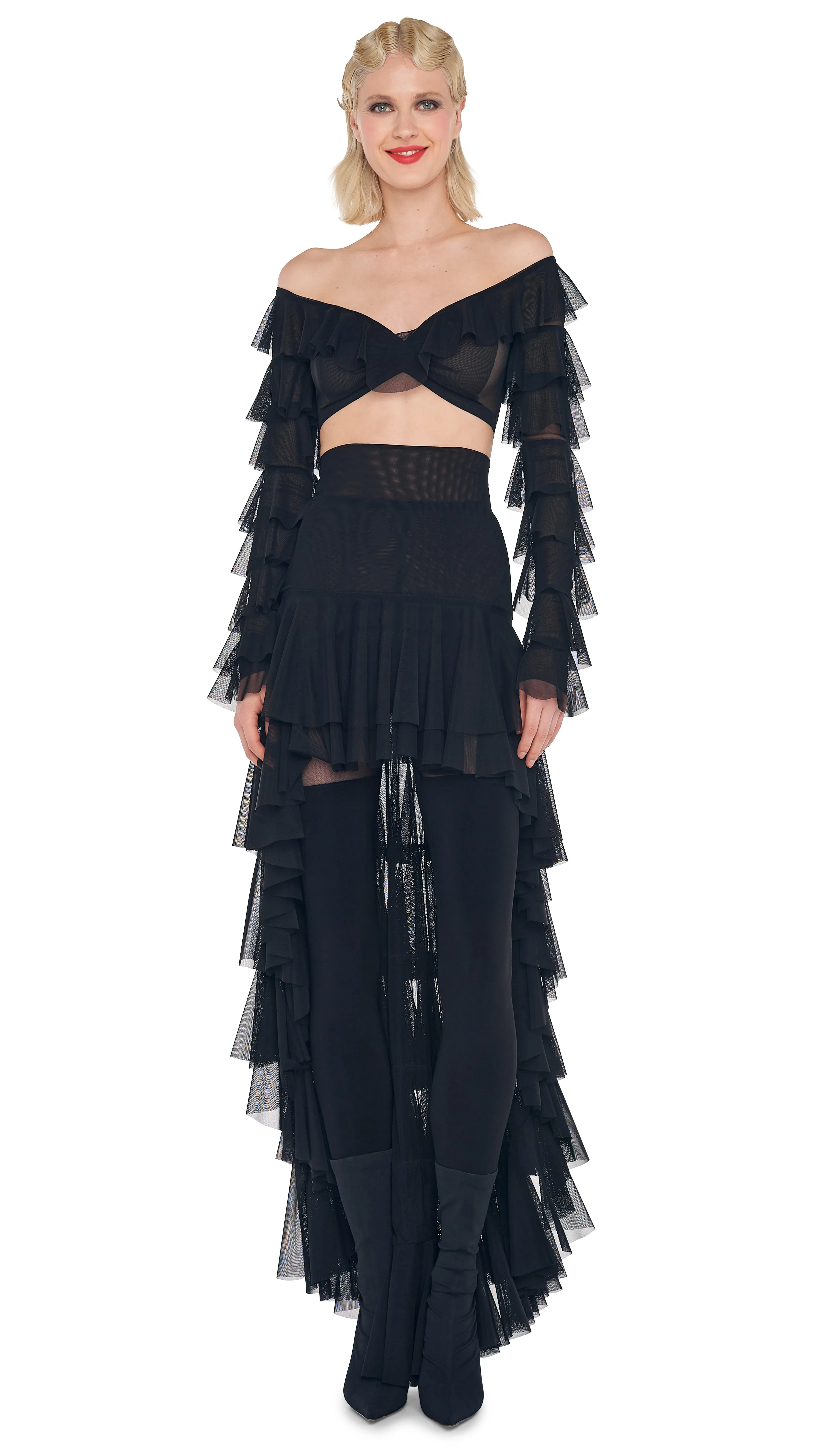 CROPPED RUFFLE TOP sold by Norma Kamali