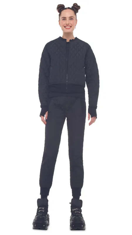 QUILTED SHORT BOMBER JACKET made by Norma Kamali