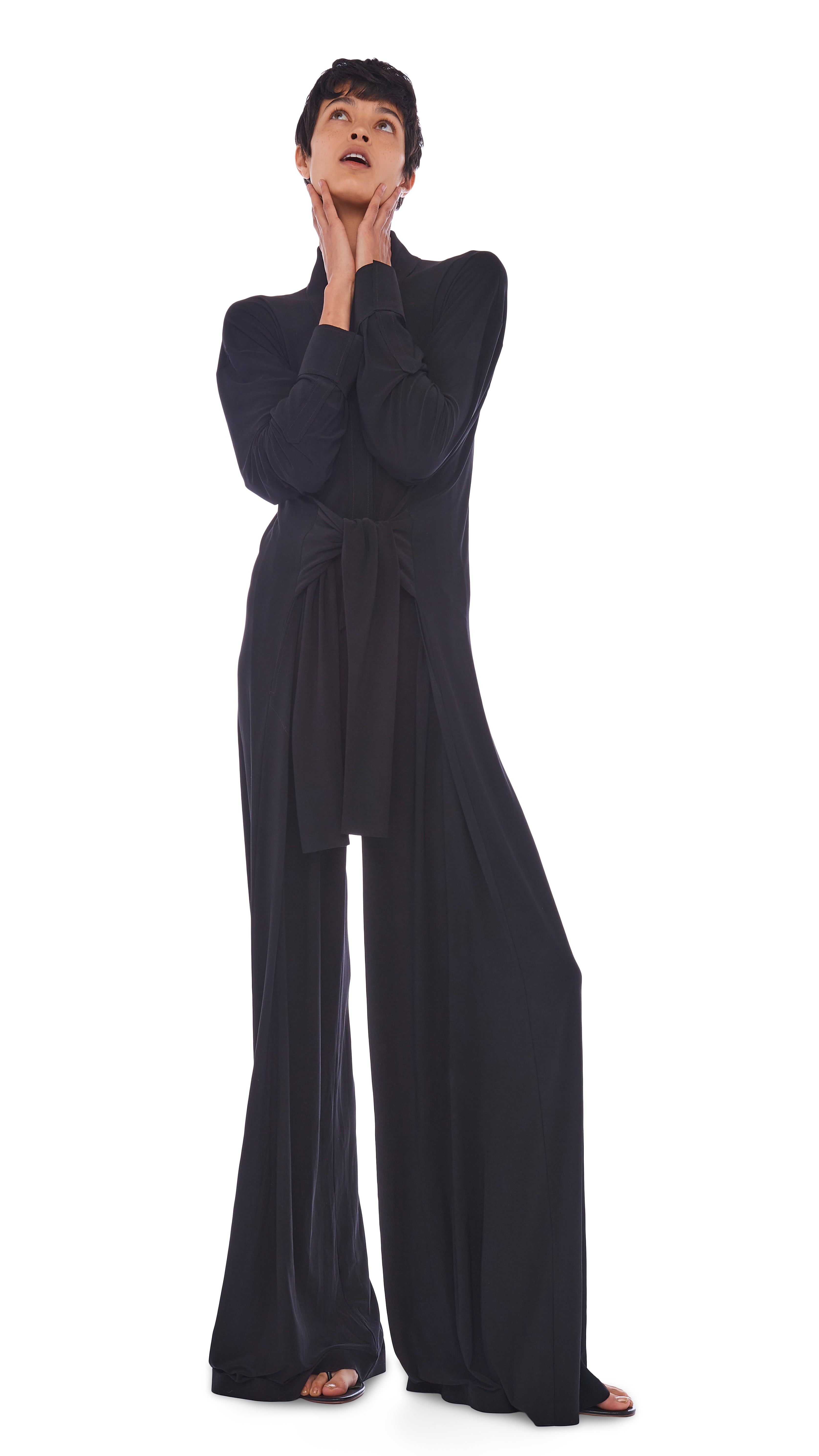 OVERSIZE TY FRONT JUMPSUIT sold by Norma Kamali product image thumbnail 5