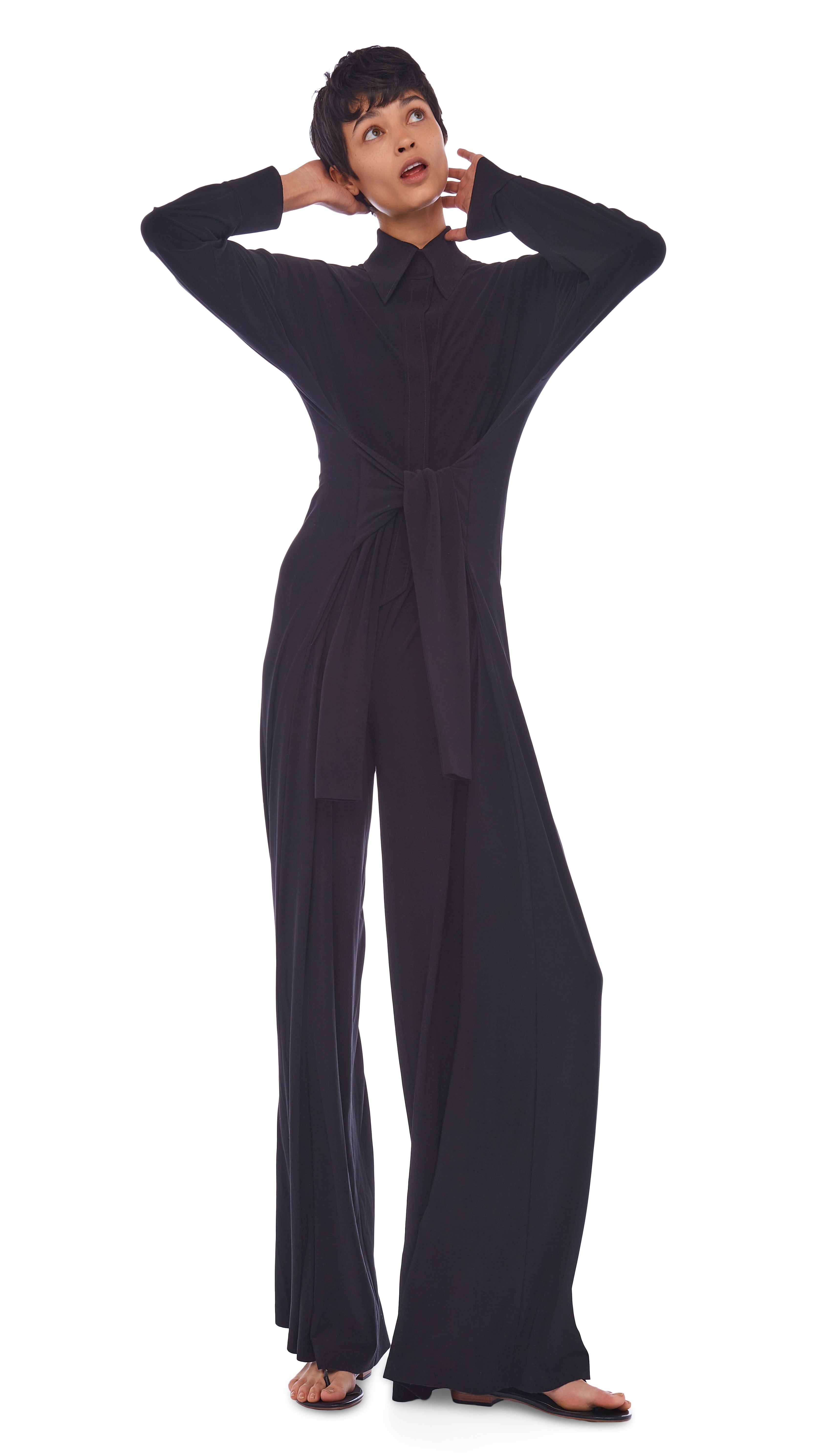 OVERSIZE TY FRONT JUMPSUIT sold by Norma Kamali product image thumbnail 4