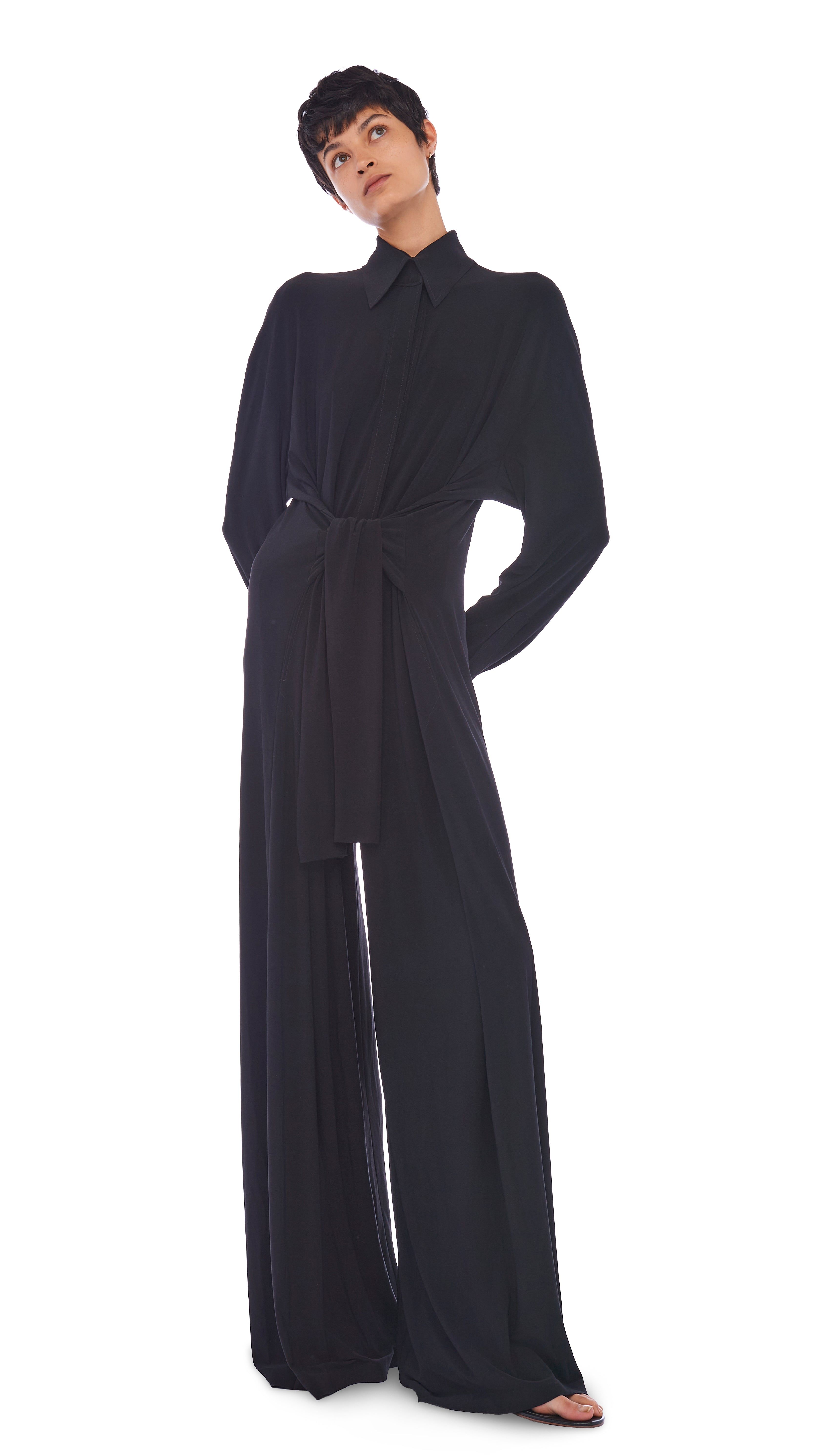 OVERSIZE TY FRONT JUMPSUIT sold by Norma Kamali