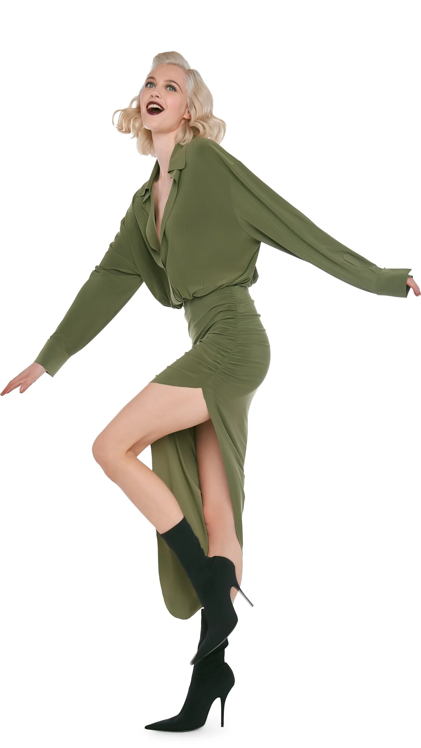 OS BF NK SHIRT SIDE DRAPE GOWN sold by Norma Kamali product image thumbnail 5