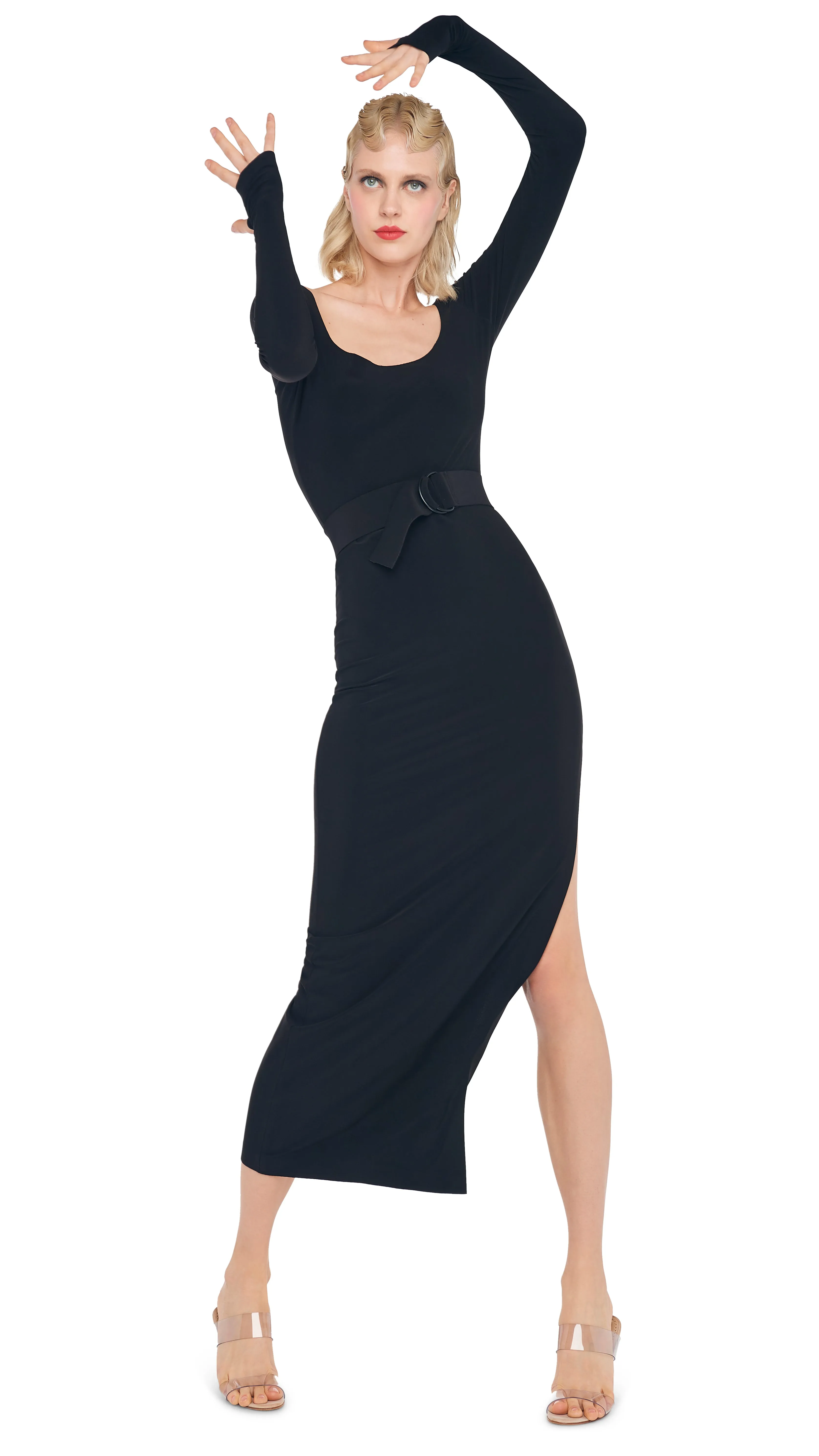 SCOOP NECK SIDE SLIT GOWN sold by Norma Kamali product image thumbnail 5
