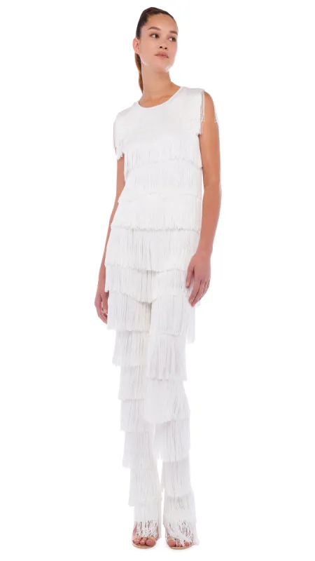 SLEEVELESS FRINGE TEE sold by Norma Kamali