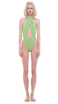 CROSS HALTER BODYSUIT sold by Norma Kamali