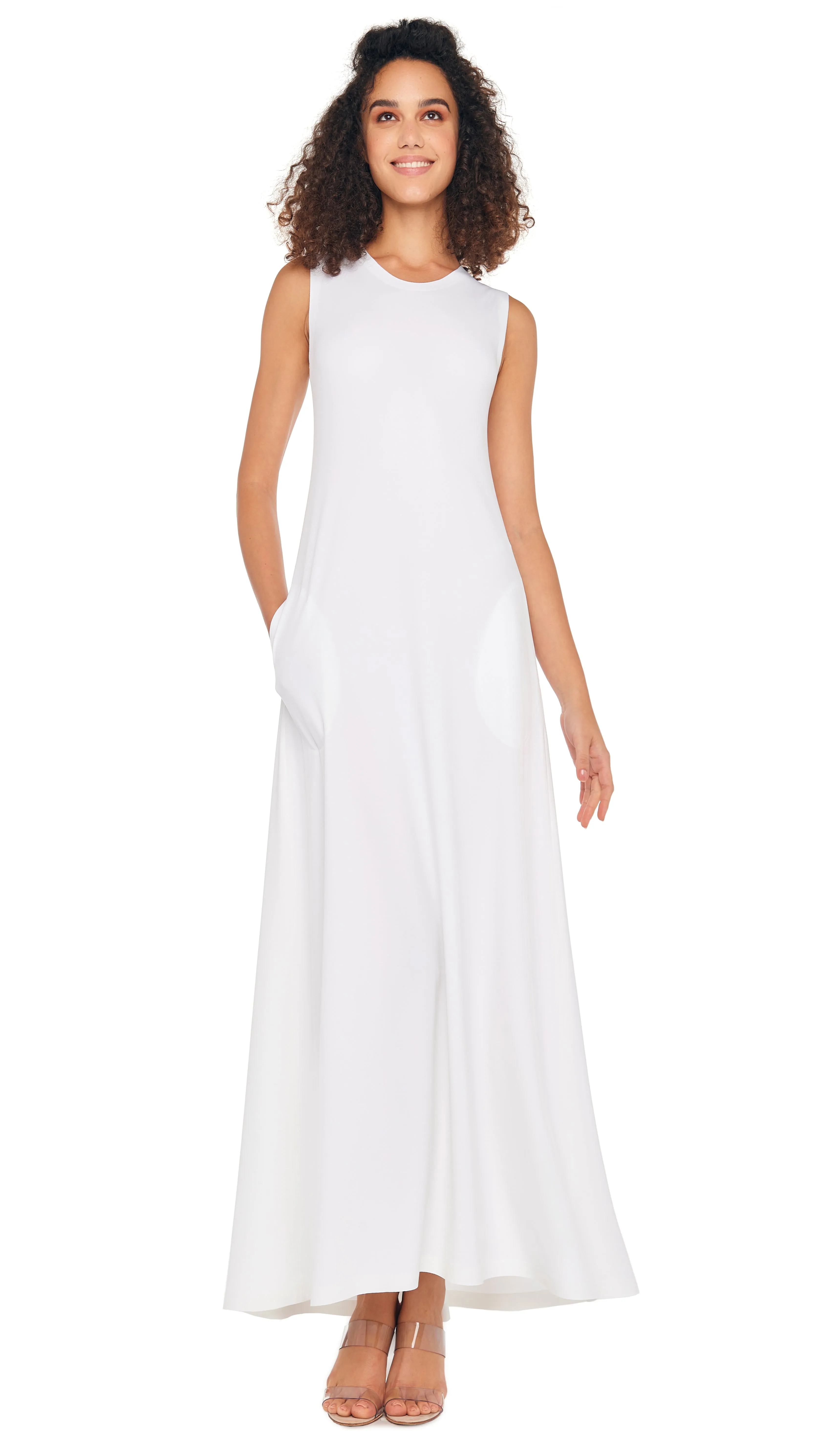 SLEEVELESS SWING MAXI DRESS sold by Norma Kamali