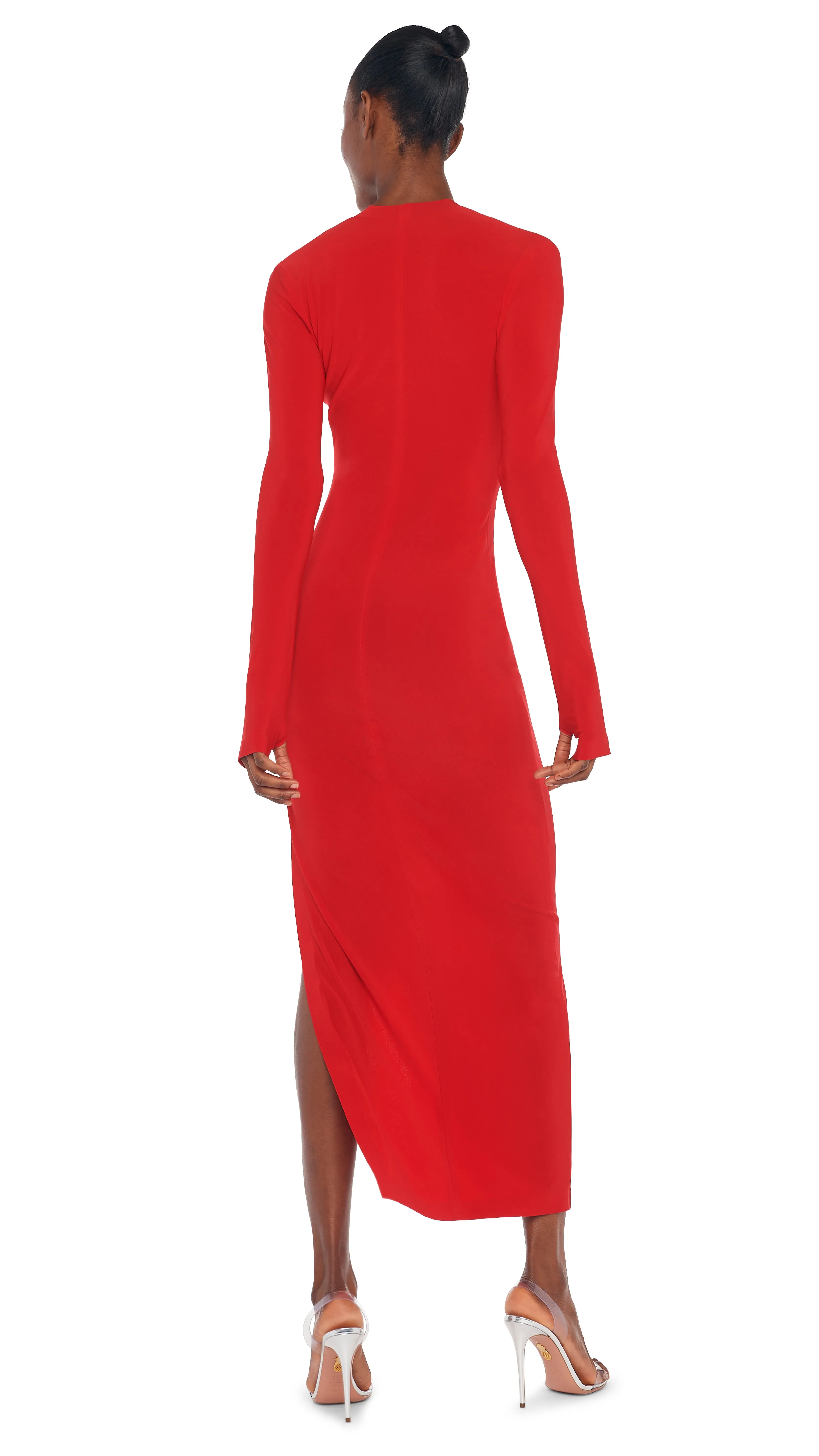 U NECK SIDE SLIT GOWN sold by Norma Kamali product image thumbnail 3