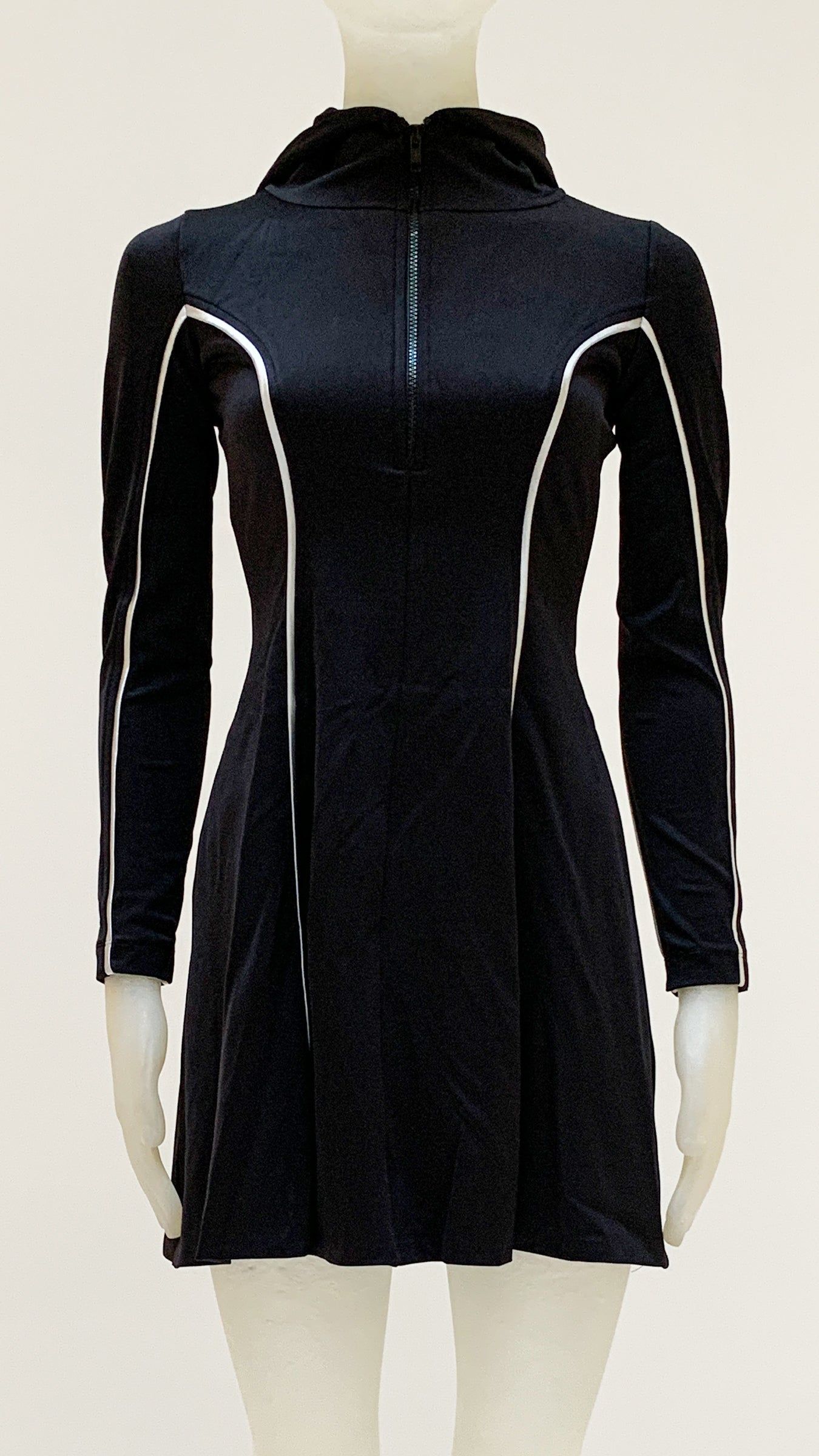 HOODED LONG SLEEVE FLARED MINI DRESS sold by Norma Kamali product image thumbnail 2