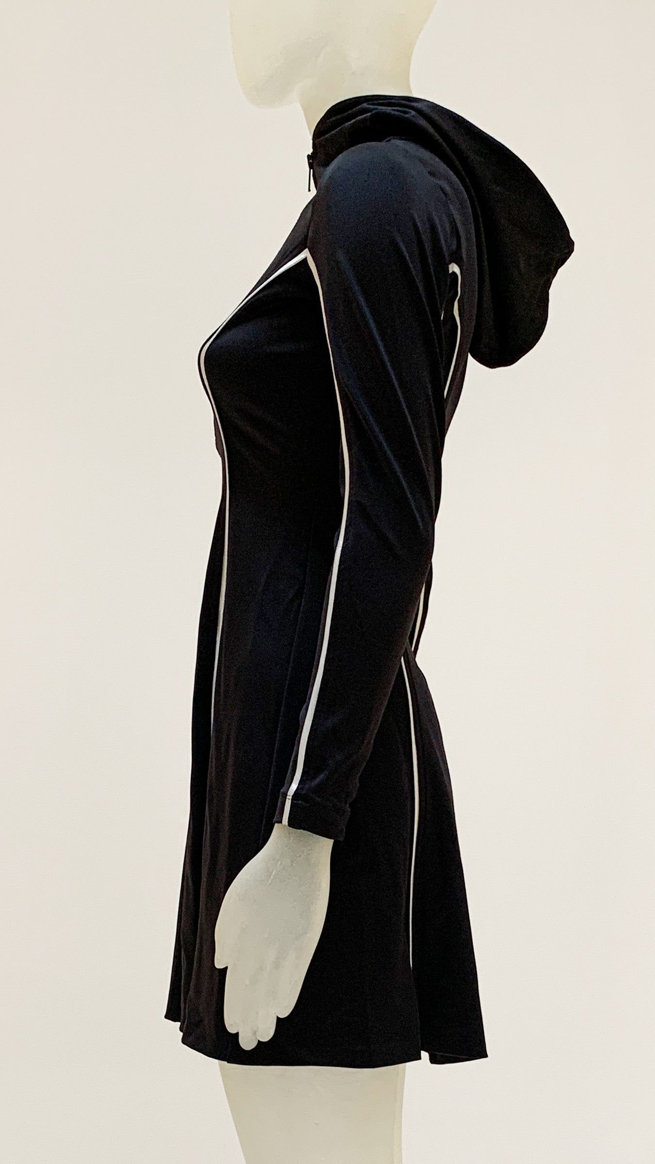 HOODED LONG SLEEVE FLARED MINI DRESS sold by Norma Kamali product image thumbnail 3