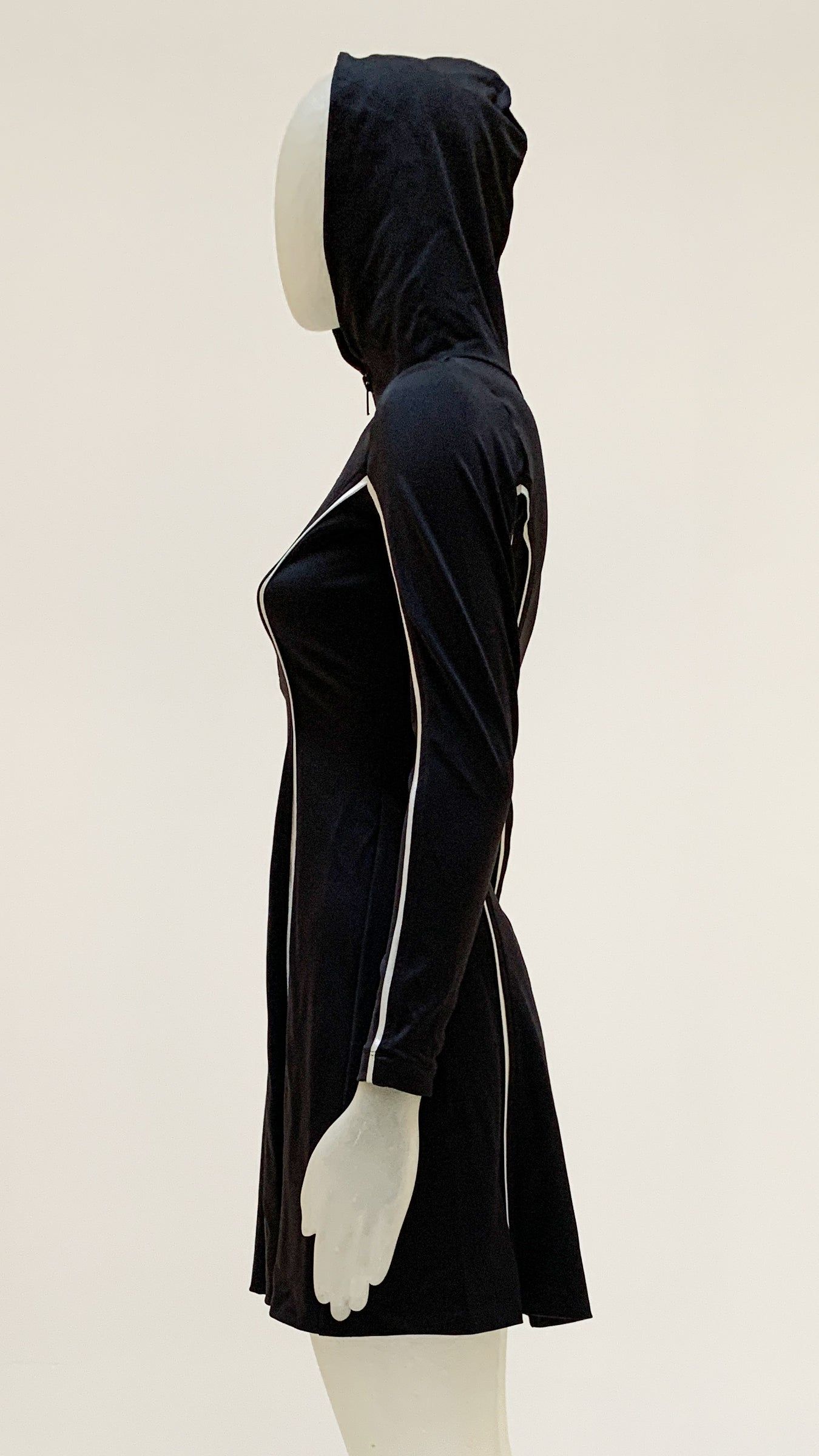 HOODED LONG SLEEVE FLARED MINI DRESS sold by Norma Kamali product image thumbnail 4