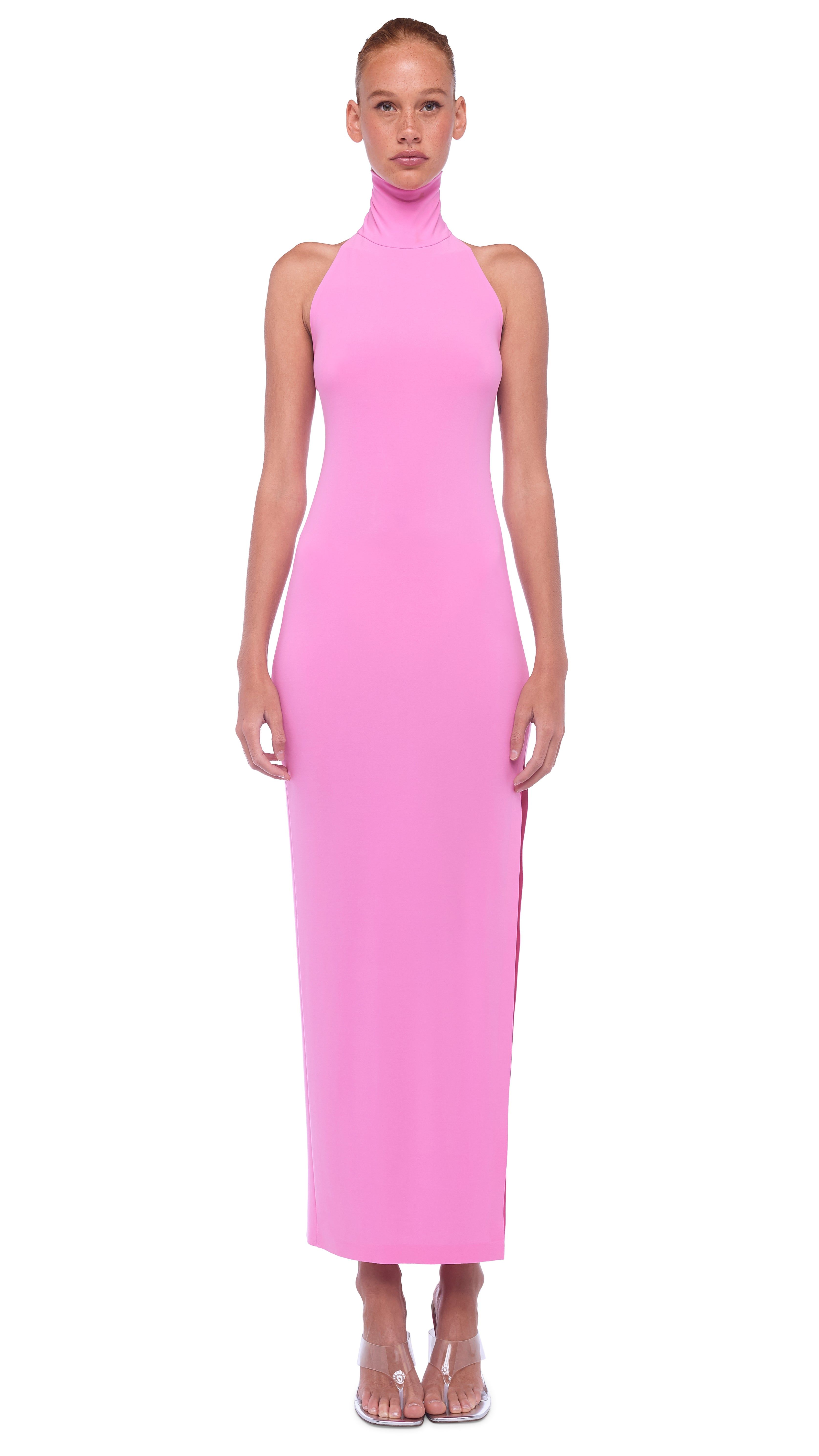 HALTER TURTLE SIDE SLIT GOWN sold by Norma Kamali
