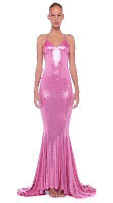LOW BACK SLIP FISHTAIL GOWN sold by Norma Kamali