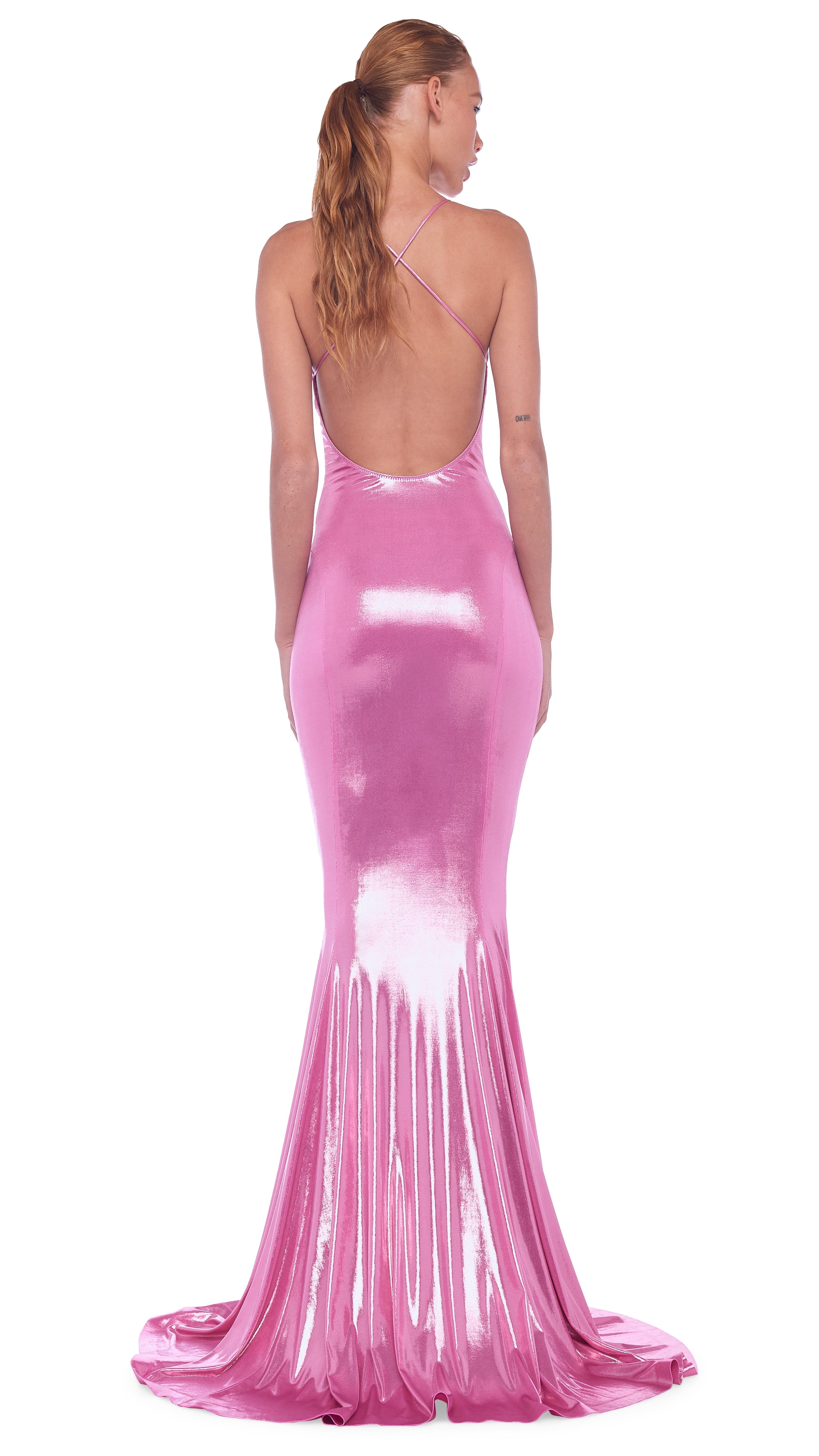 LOW BACK SLIP FISHTAIL GOWN sold by Norma Kamali product image thumbnail 3