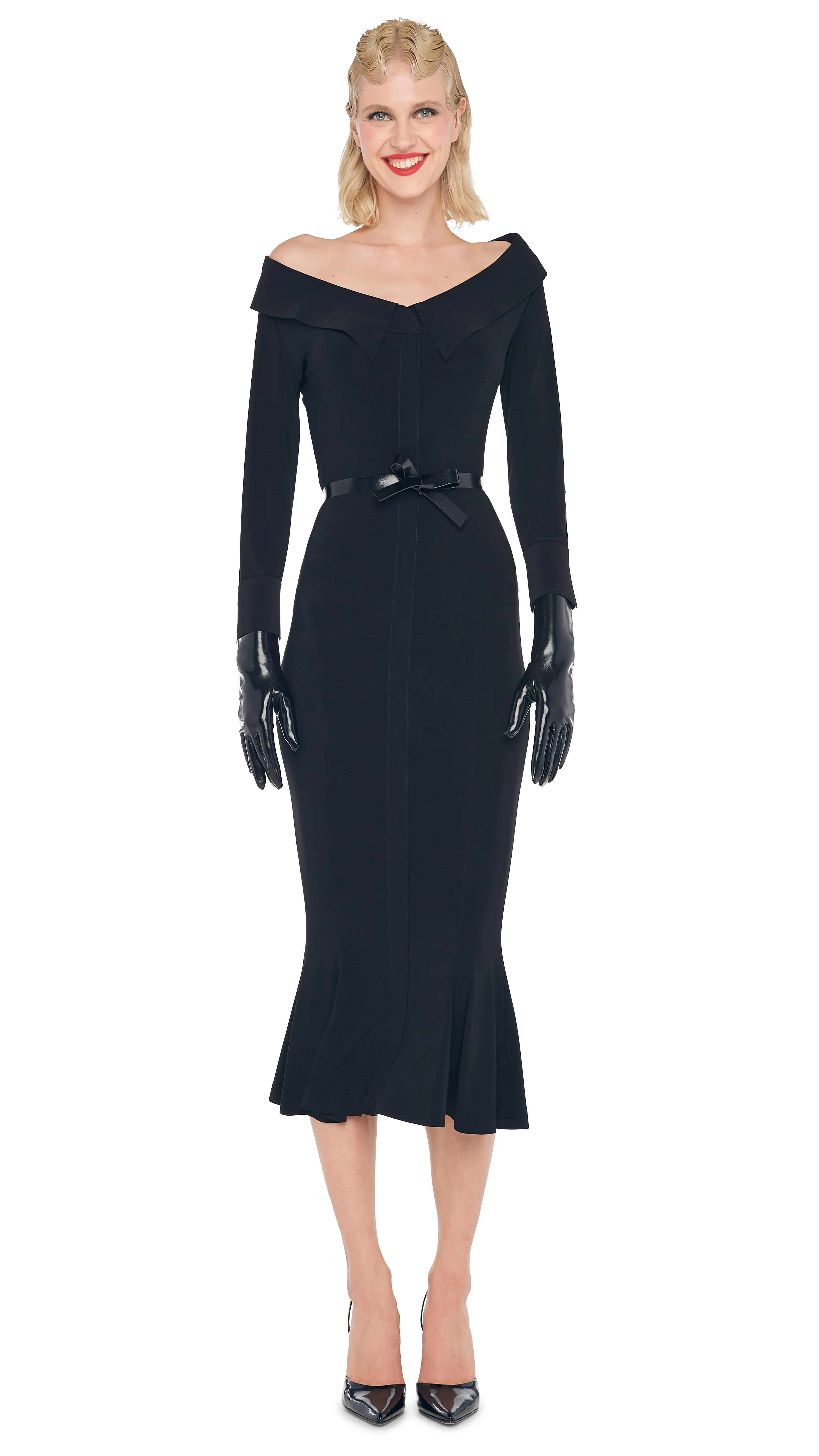 OFF SHOULDER FISHTAIL DRESS sold by Norma Kamali