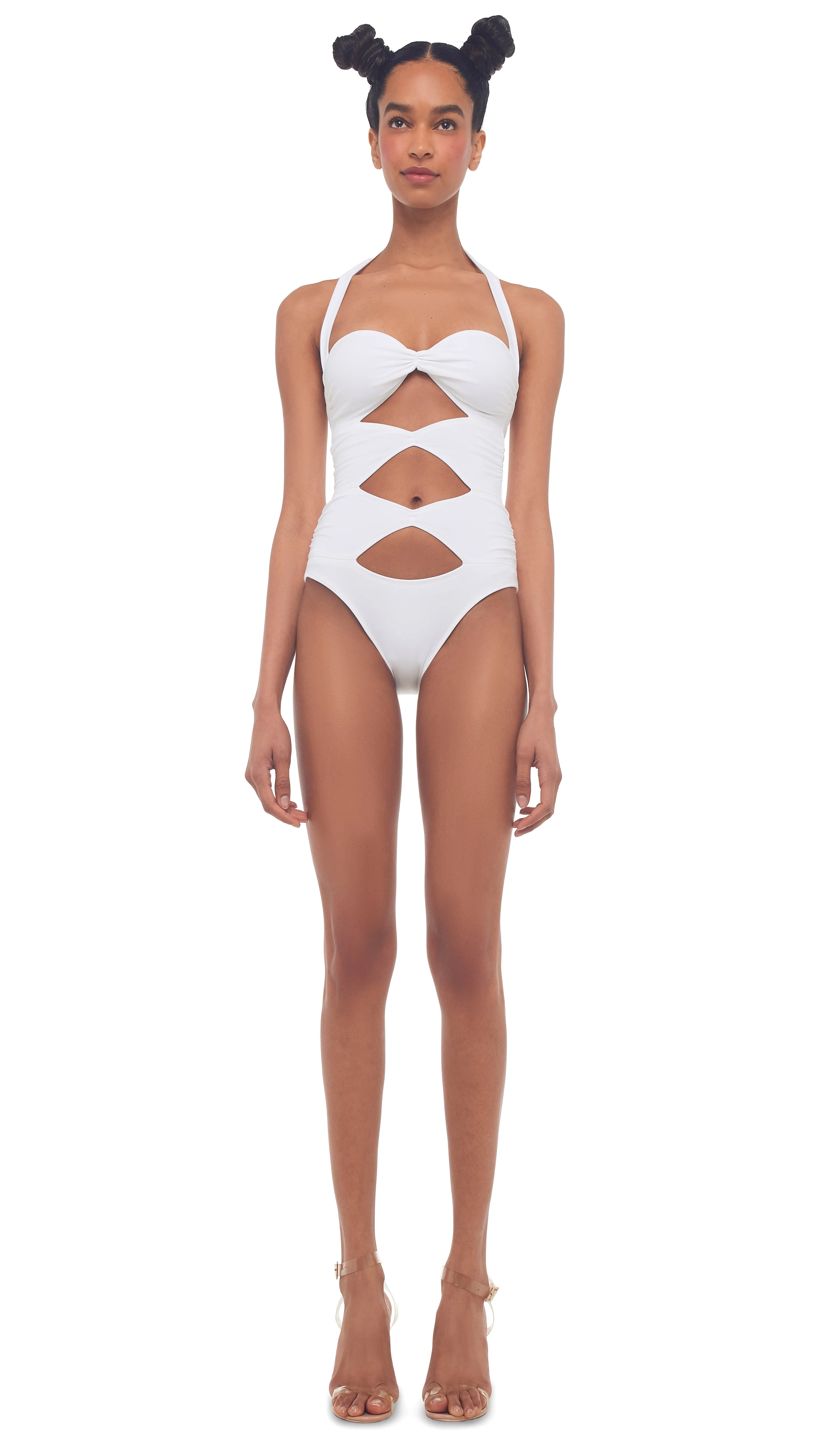 HIGH LEG PEEKABOO MIO sold by Norma Kamali