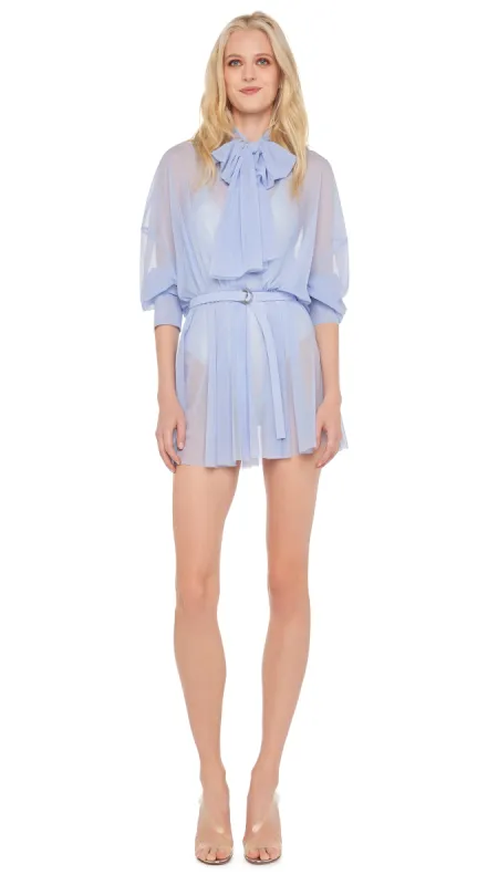 SUPER OS BF NK SHIRT FLARED MINI DRESS W/ BOW sold by Norma Kamali