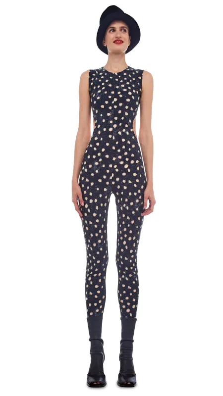SLEEVELESS CUT OUT CATSUIT sold by Norma Kamali