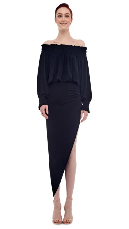 PEASANT SIDE DRAPE GOWN sold by Norma Kamali