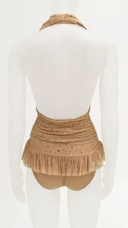 RHINESTONE HALTER HIGH LEG ROBIN sold by Norma Kamali