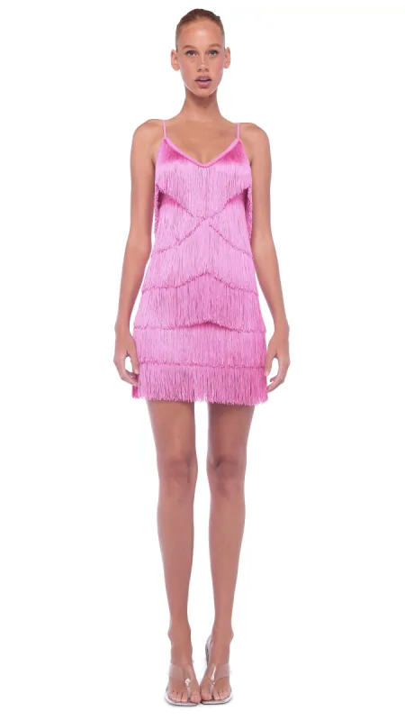 FRINGE SLIP MINI DRESS sold by Norma Kamali