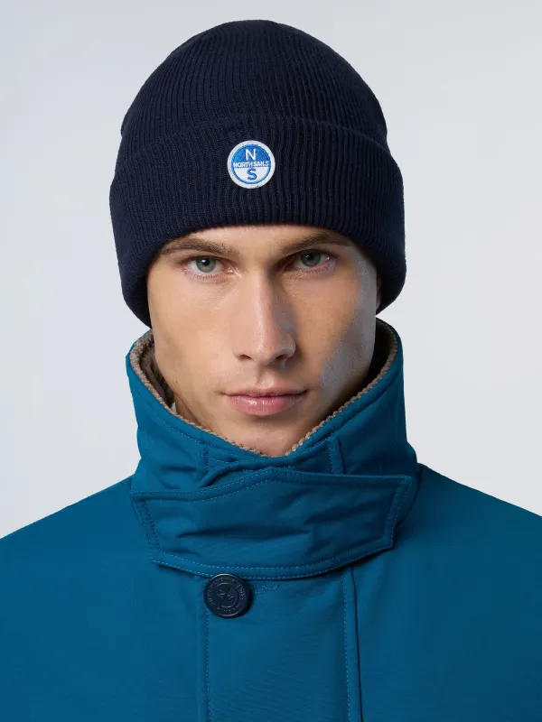 Micro-rib beanie with logo patch sold by North Sails