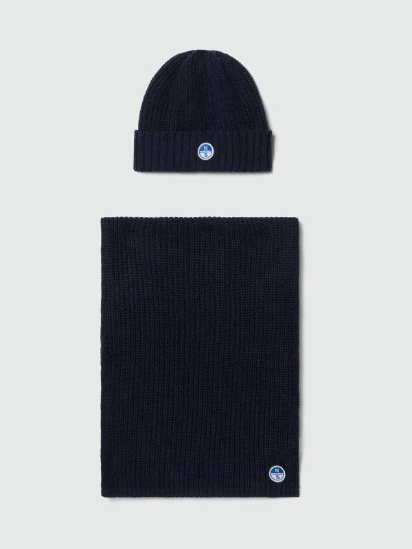 Beanie and scarf gift set sold by North Sails