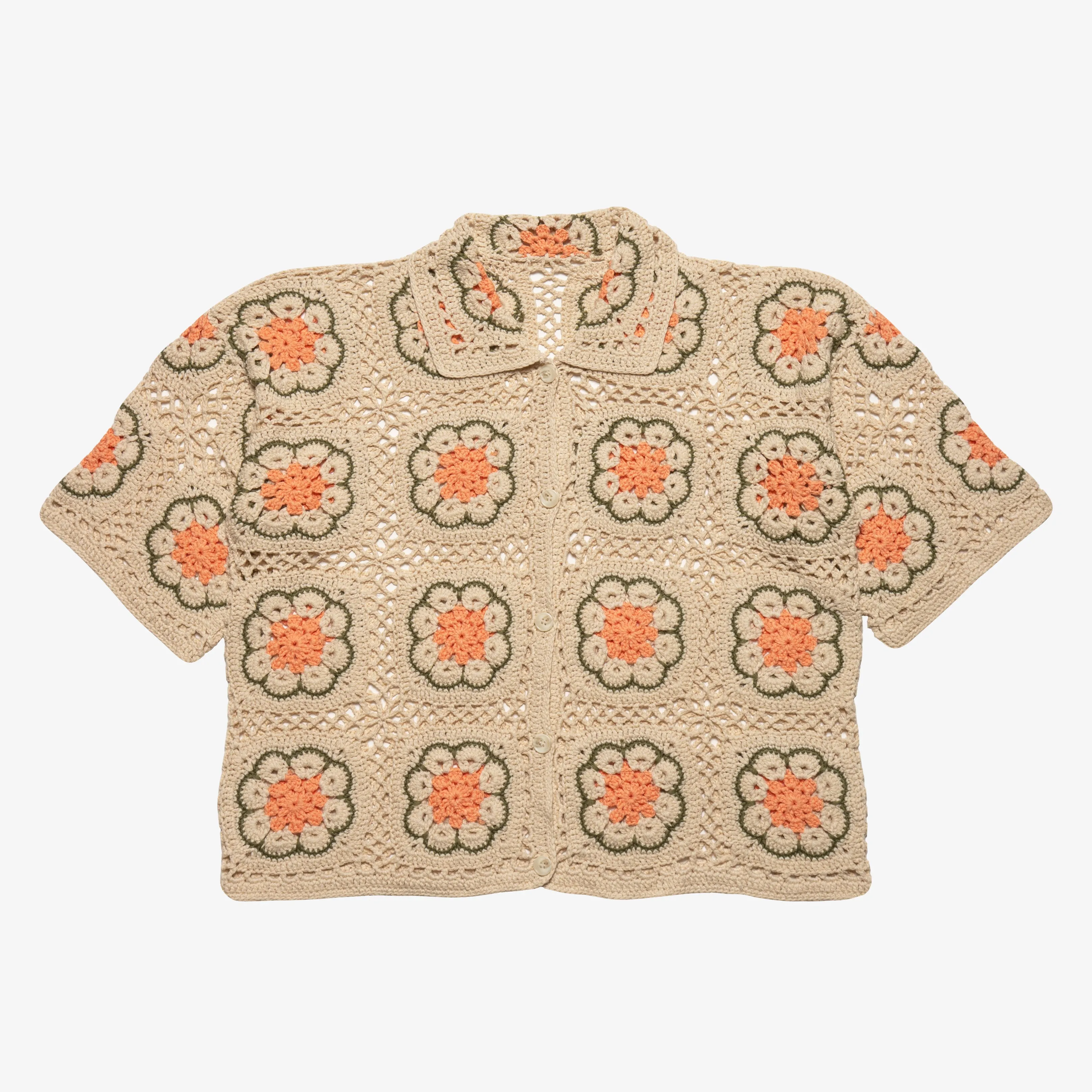 SAND CROCHET BUTTON UP sold by Nostalgia